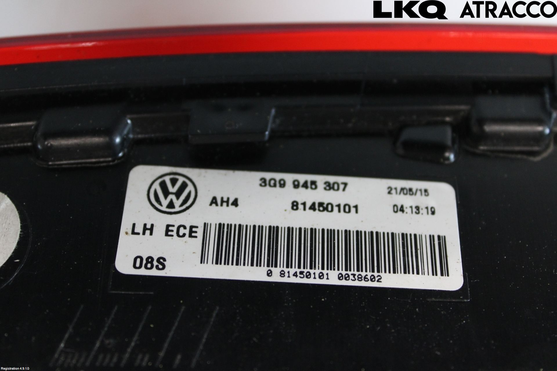 Volkswagen VW PASSAT 15-19 Baklykt Venstre  På Luke(Indre