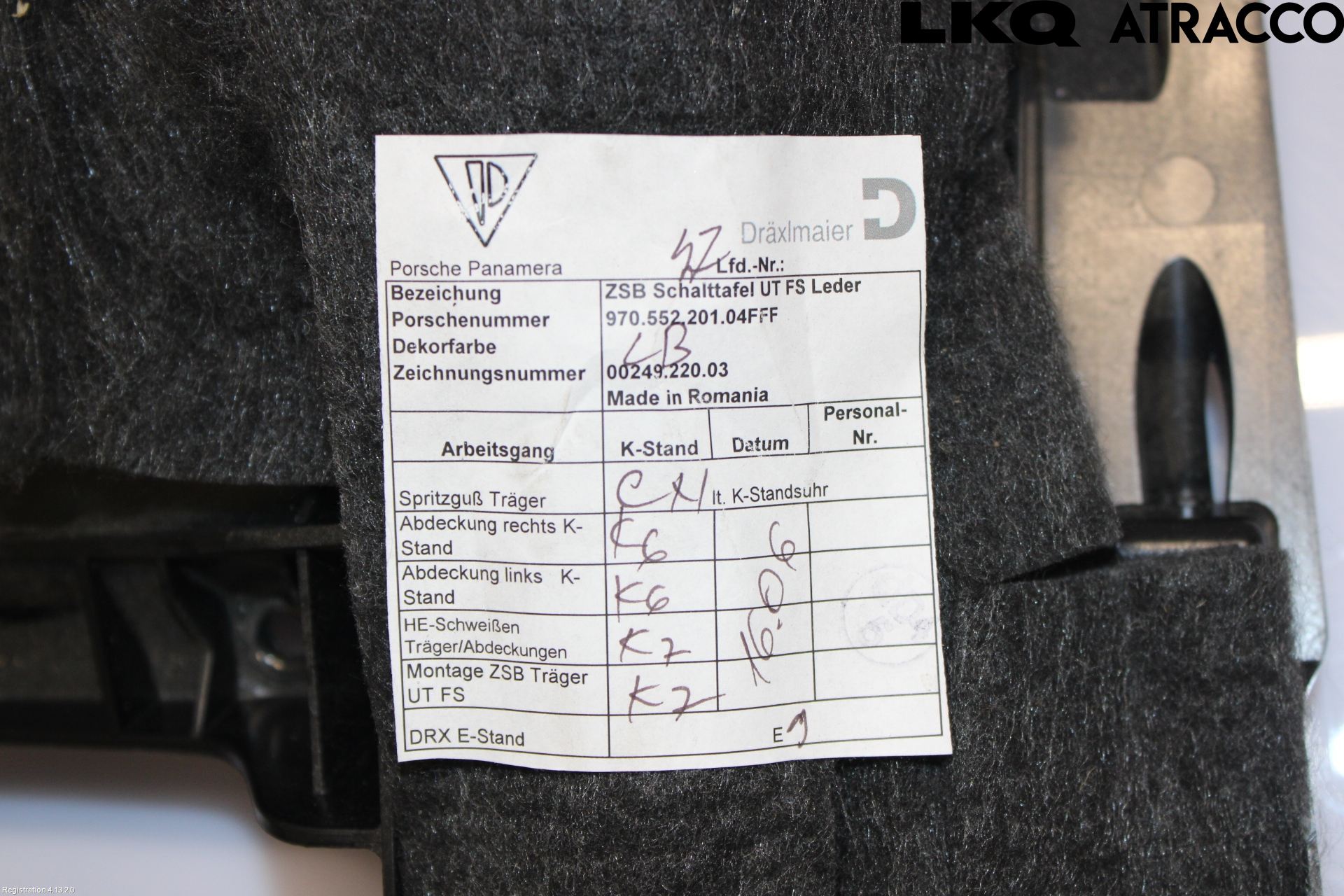 Porsche PANAMERA 09- Innr Dashbord Sparkeplate