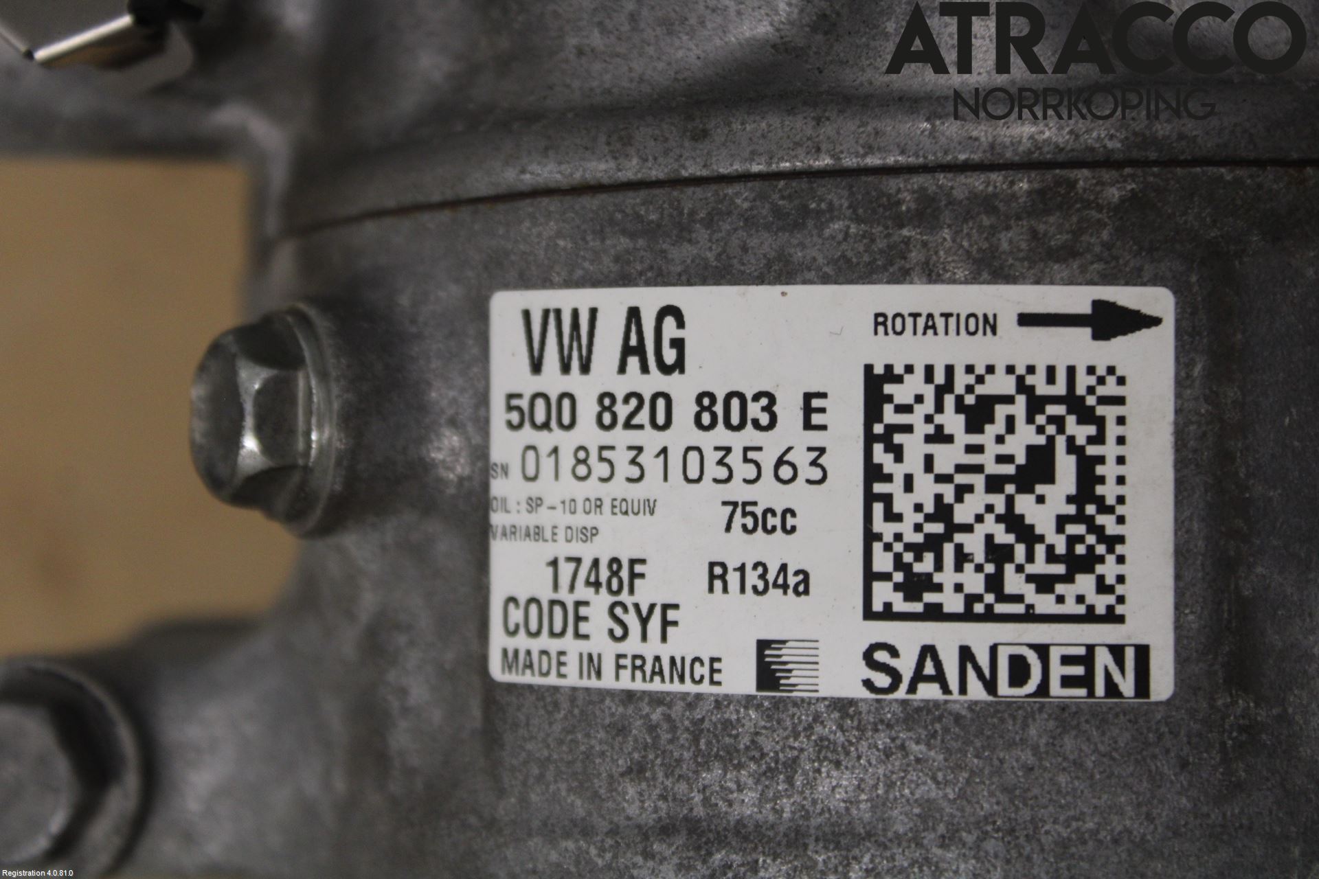 Volkswagen VW GOLF / E-GOLF VII 13-20 Varme Ac Kompressor