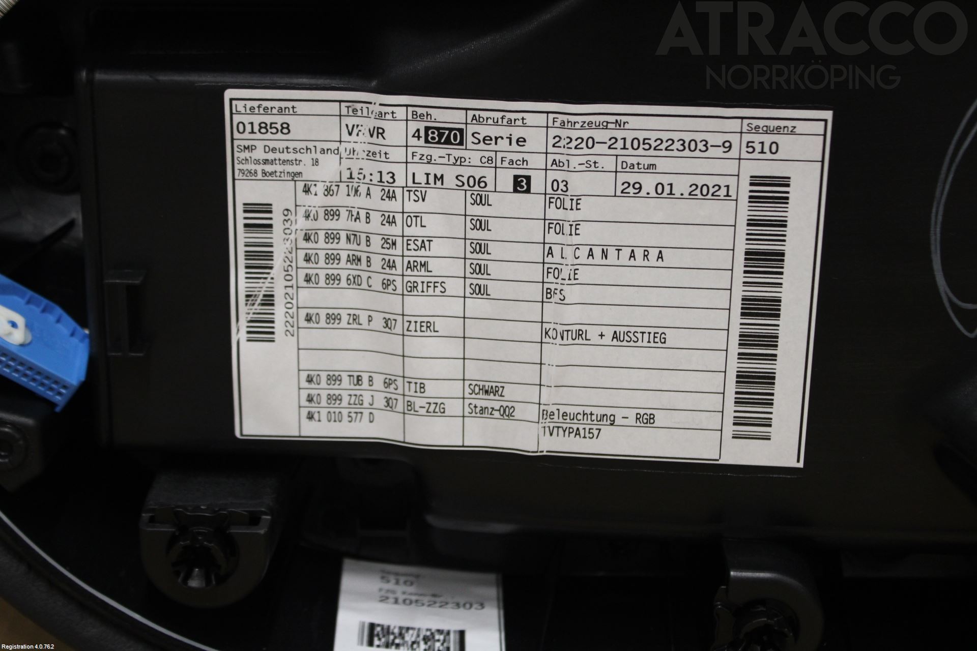 Audi A6 F2/C8 19- Innr Dørtrekk Høyre