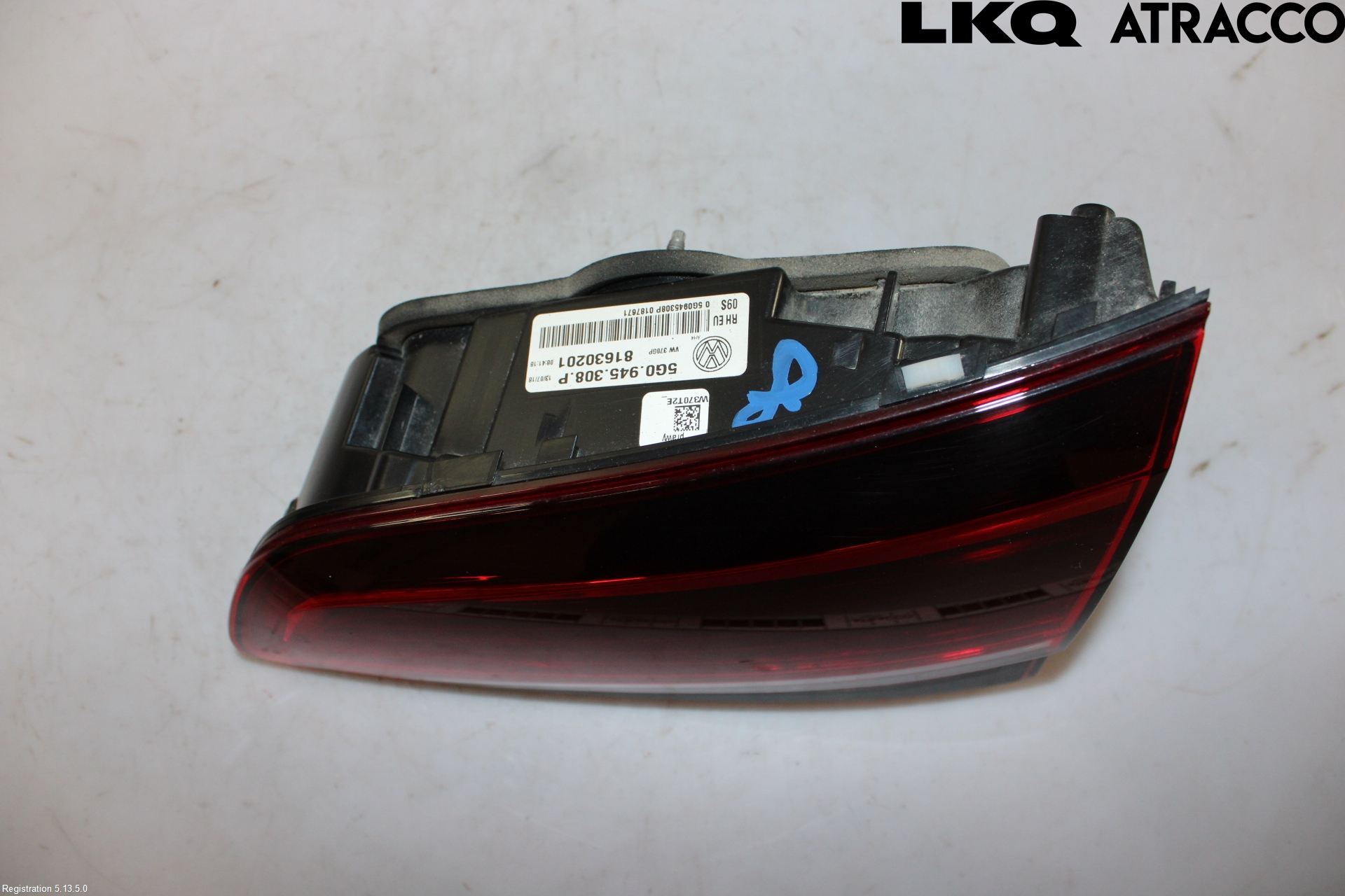 Volkswagen VW GOLF / E-GOLF VII 13-20 Baklykt Høyre  På Luke(Indre)