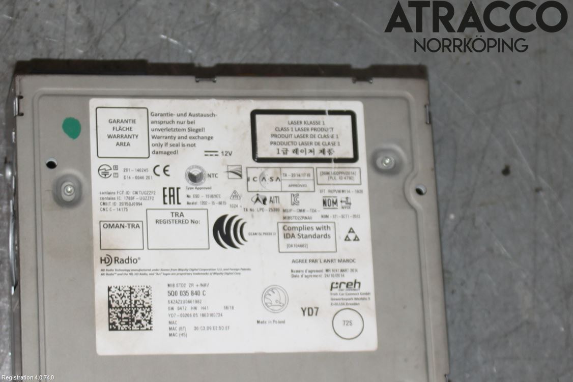 Skoda KAROQ 18- Stereo Radio Med Cd