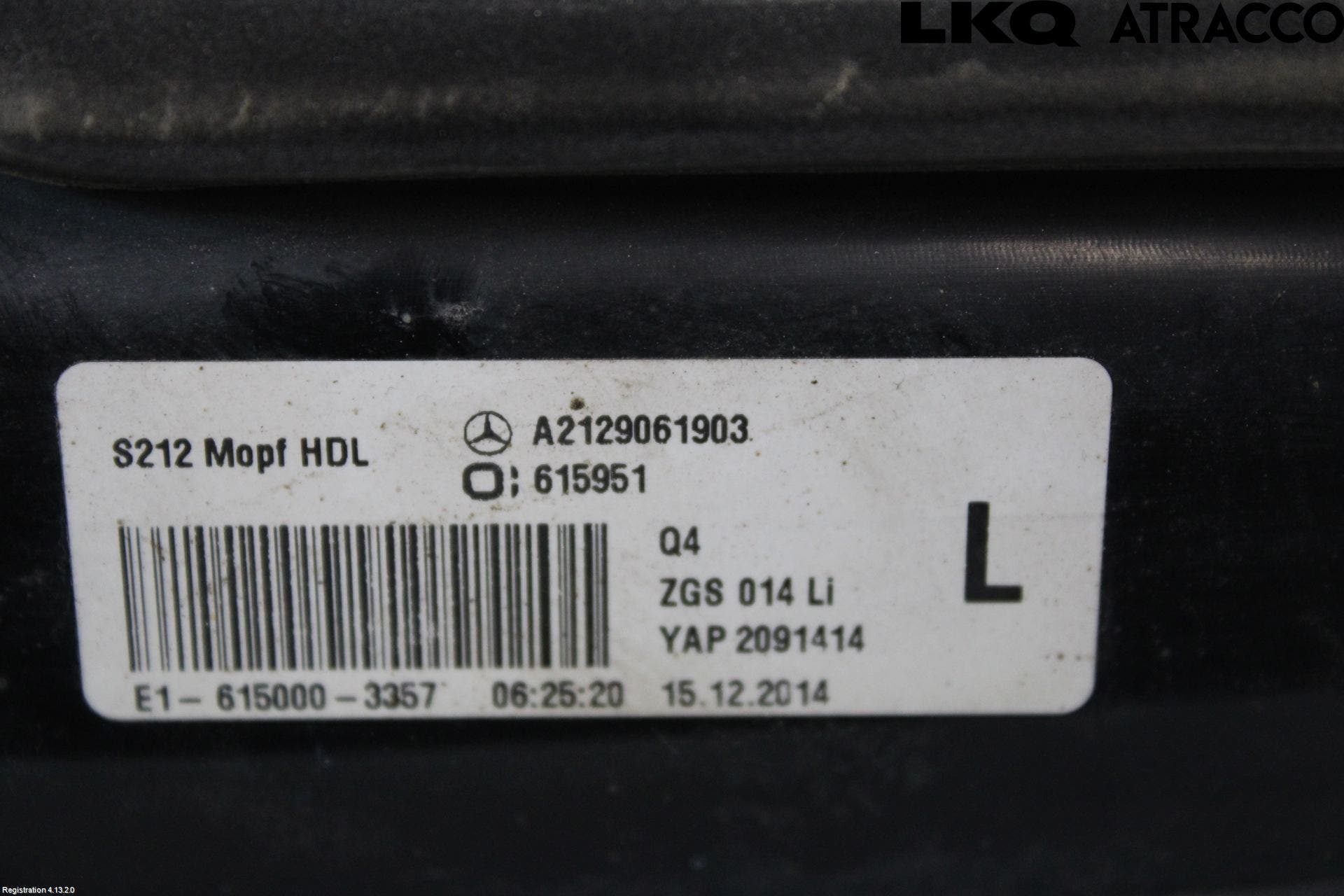 Mercedes-Benz MB E-KLASS (W212) 09-16 Baklykt Venstre På Luke(Indre