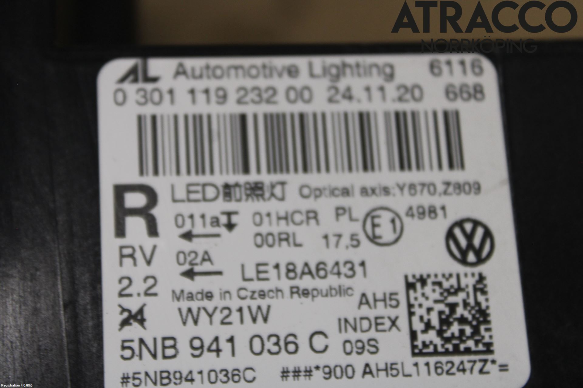 Volkswagen VW TIGUAN 16-24 Frontlykt Høyre