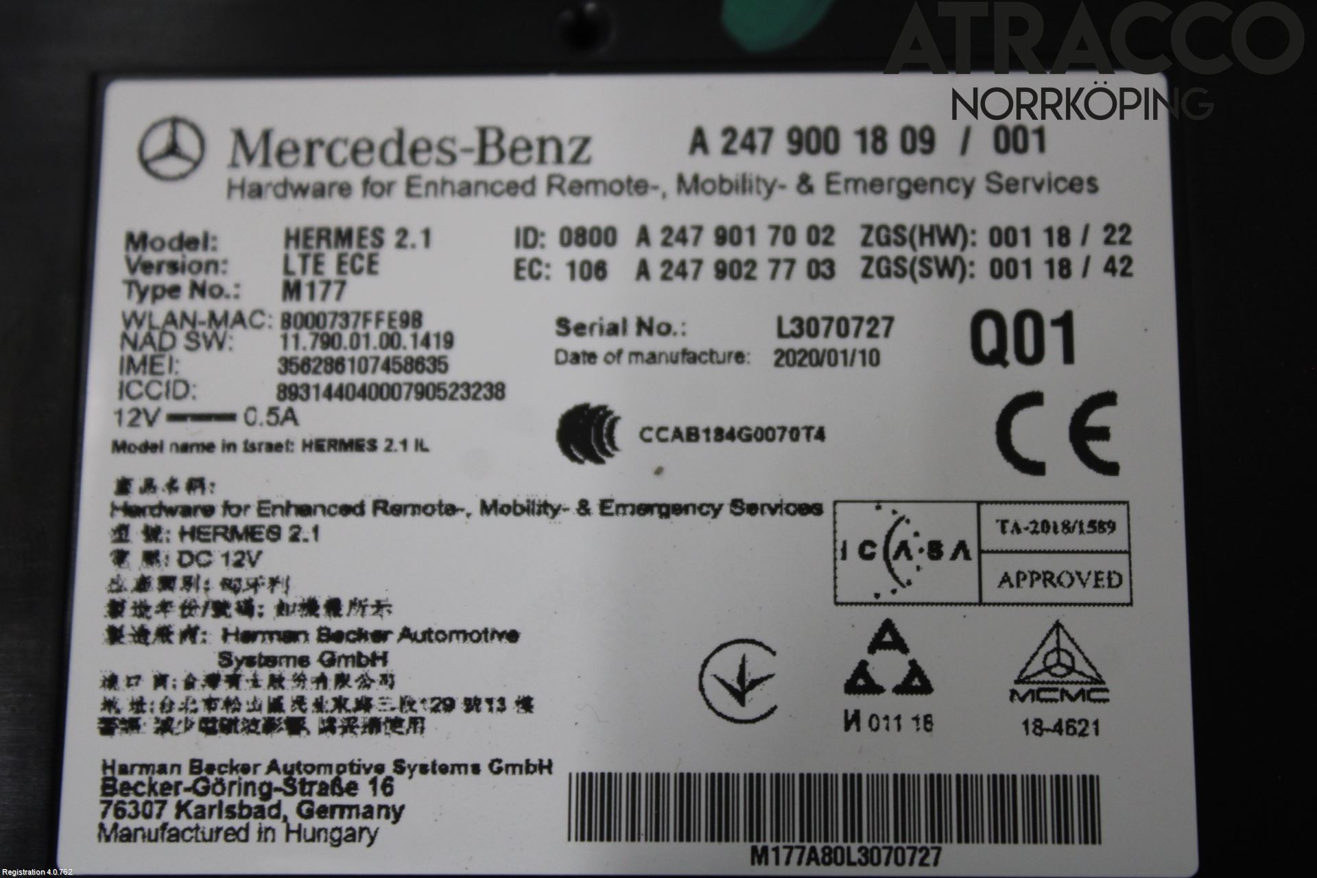 Mercedes-Benz MB CLA-KLASS (C118/X118) 19- Styreenhet Øvrig