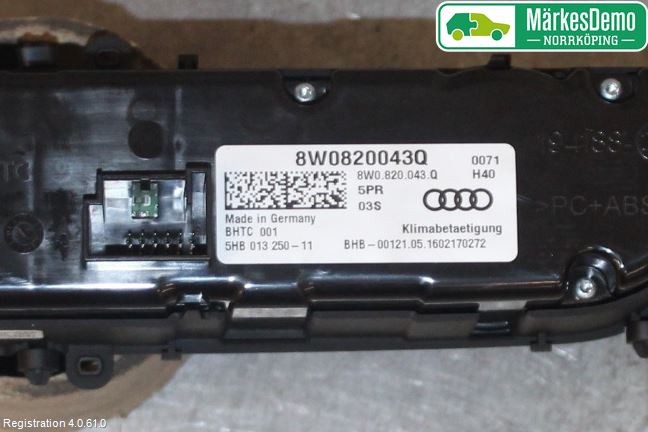 Audi A4/S4 B9 16-19 Varmeapparat Panel(Regulering)