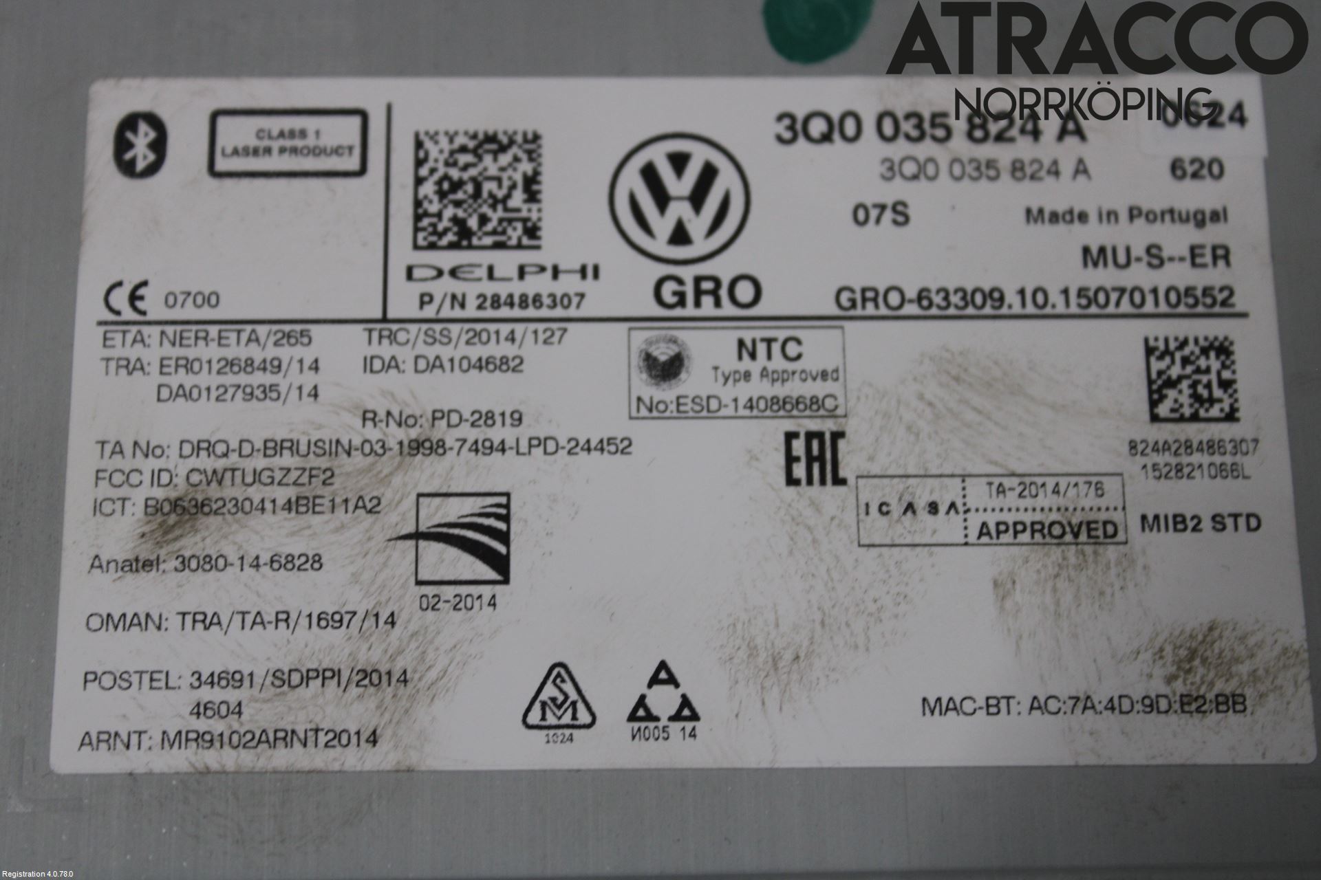 Volkswagen VW GOLF SPORTSVAN 15-20 Stereo Radio Med Cd