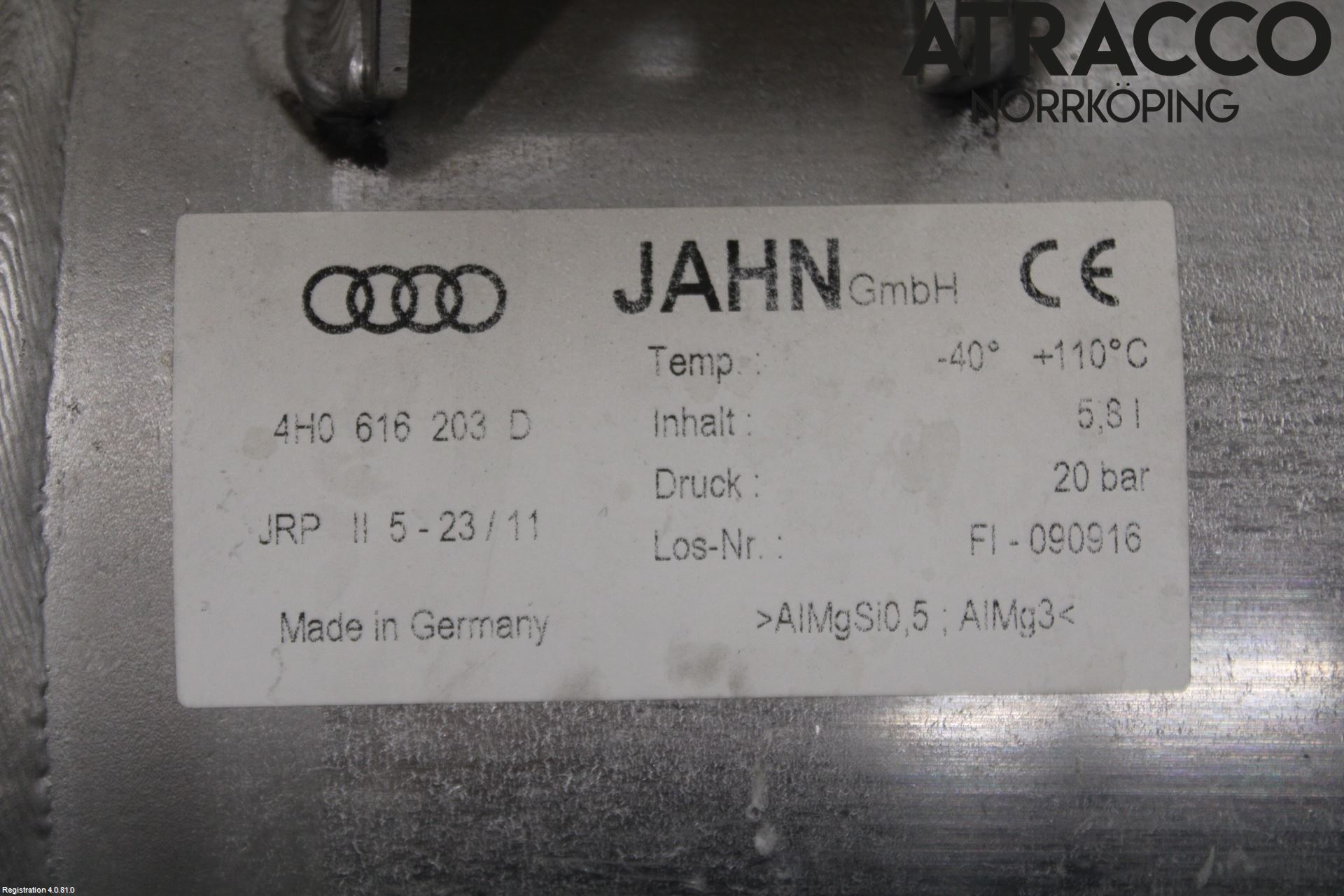 Audi A8/S8 4H 10-17 Nivå/Lufrfrändring Trycktank