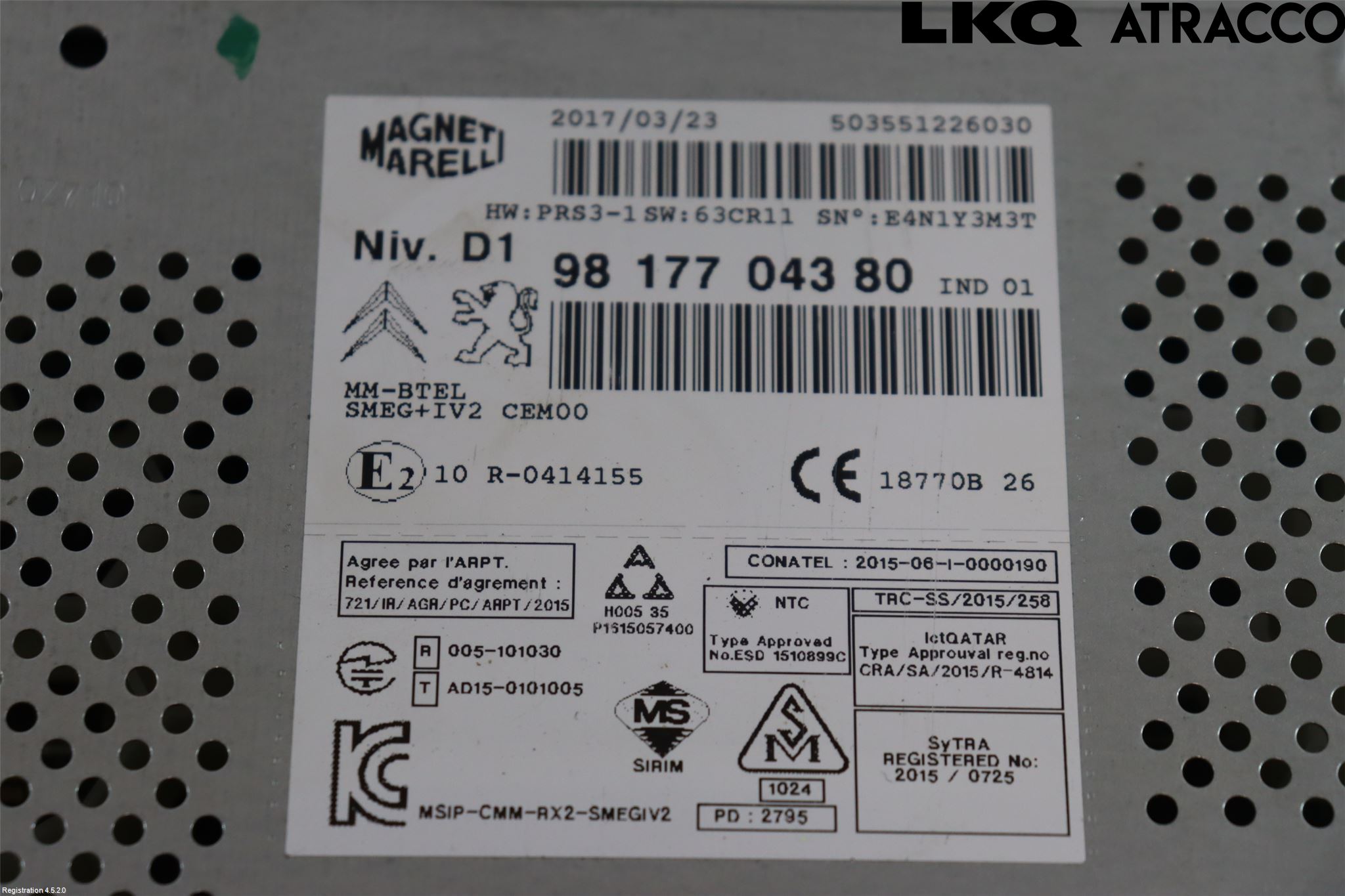 Peugeot PARTNER 16-18 Stereo Radio Med Cd