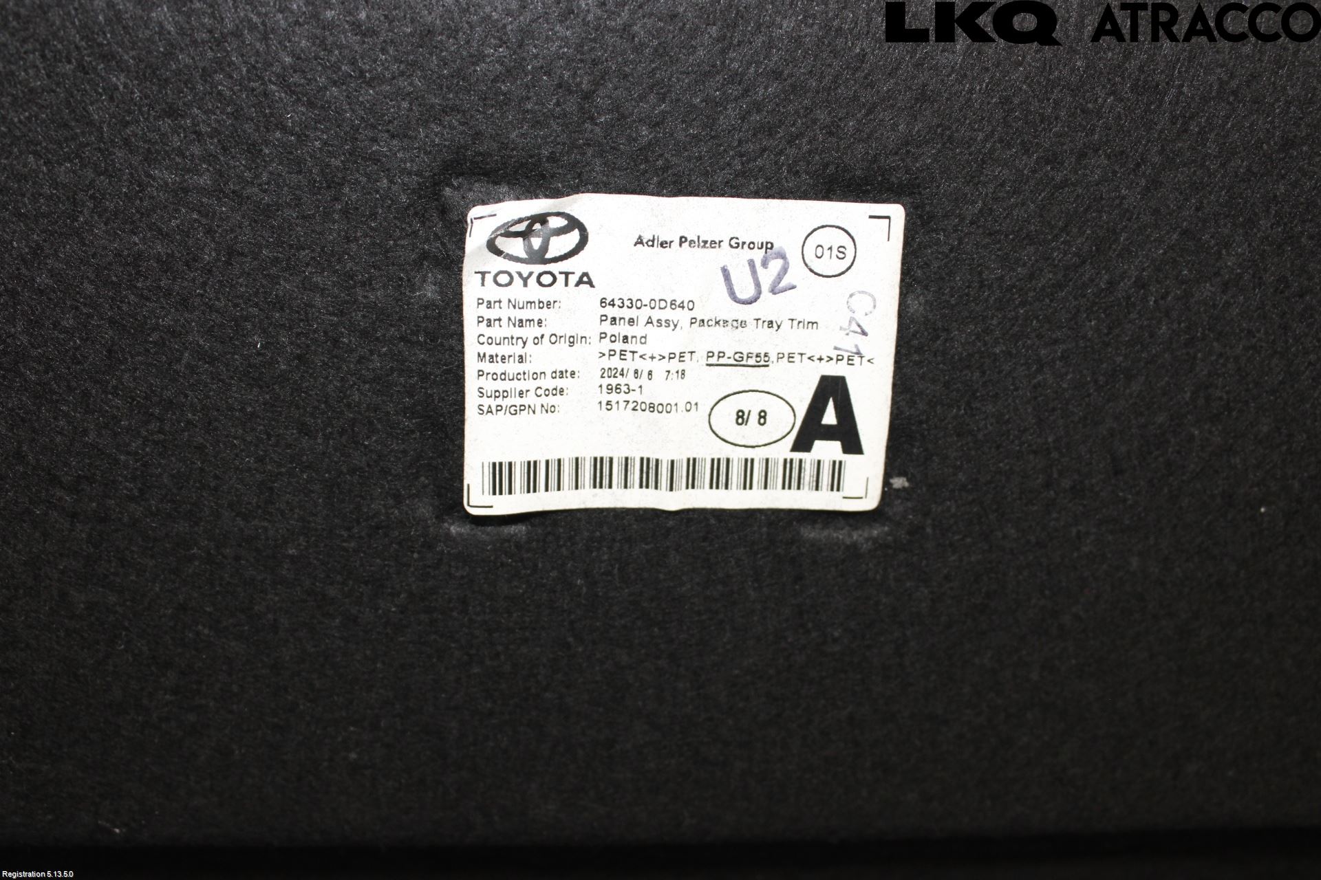 Toyota YARIS XP21 20- Innr Hattehylle