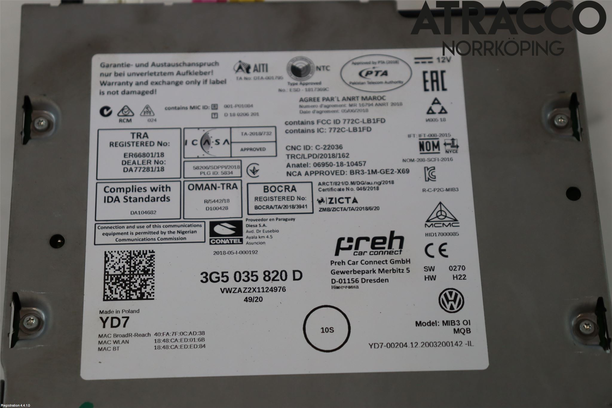 Volkswagen VW TIGUAN 16-24 Stereo Radio Med Cd