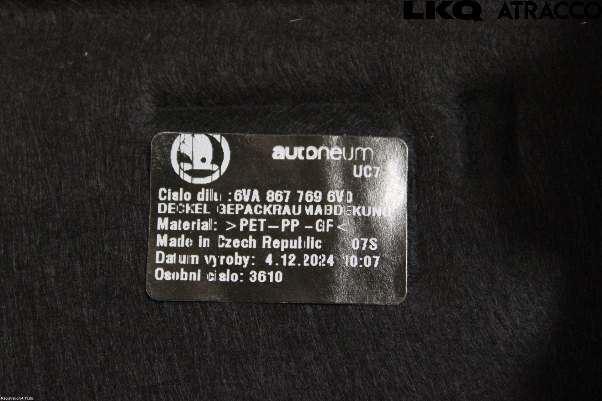 Skoda FABIA 22- Innr Hattehylle