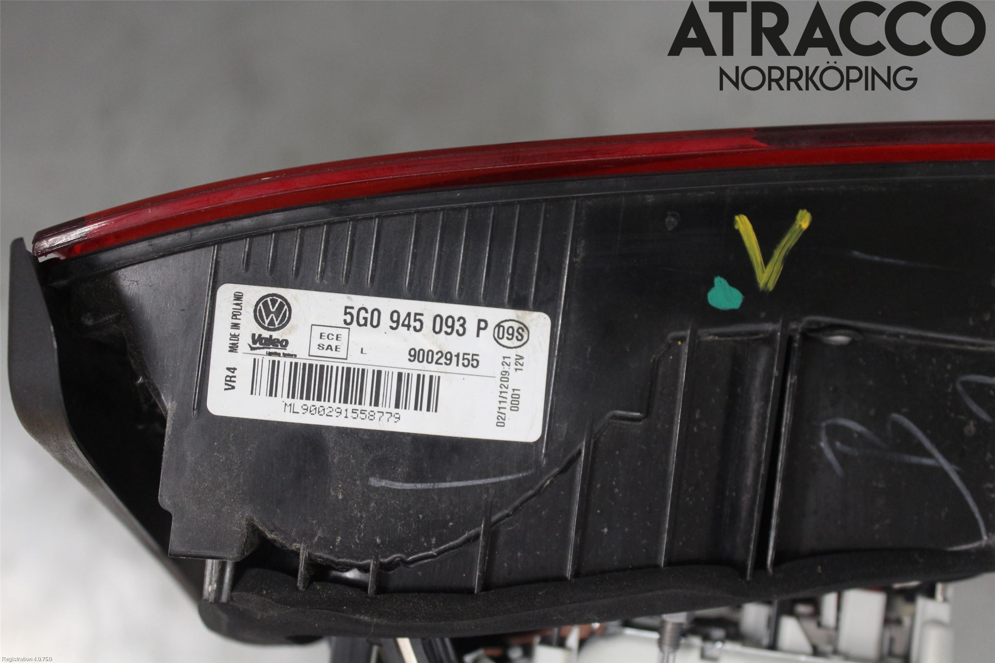 Volkswagen VW GOLF / E-GOLF VII 13-20 Baklykt Venstre  På Luke(Indre