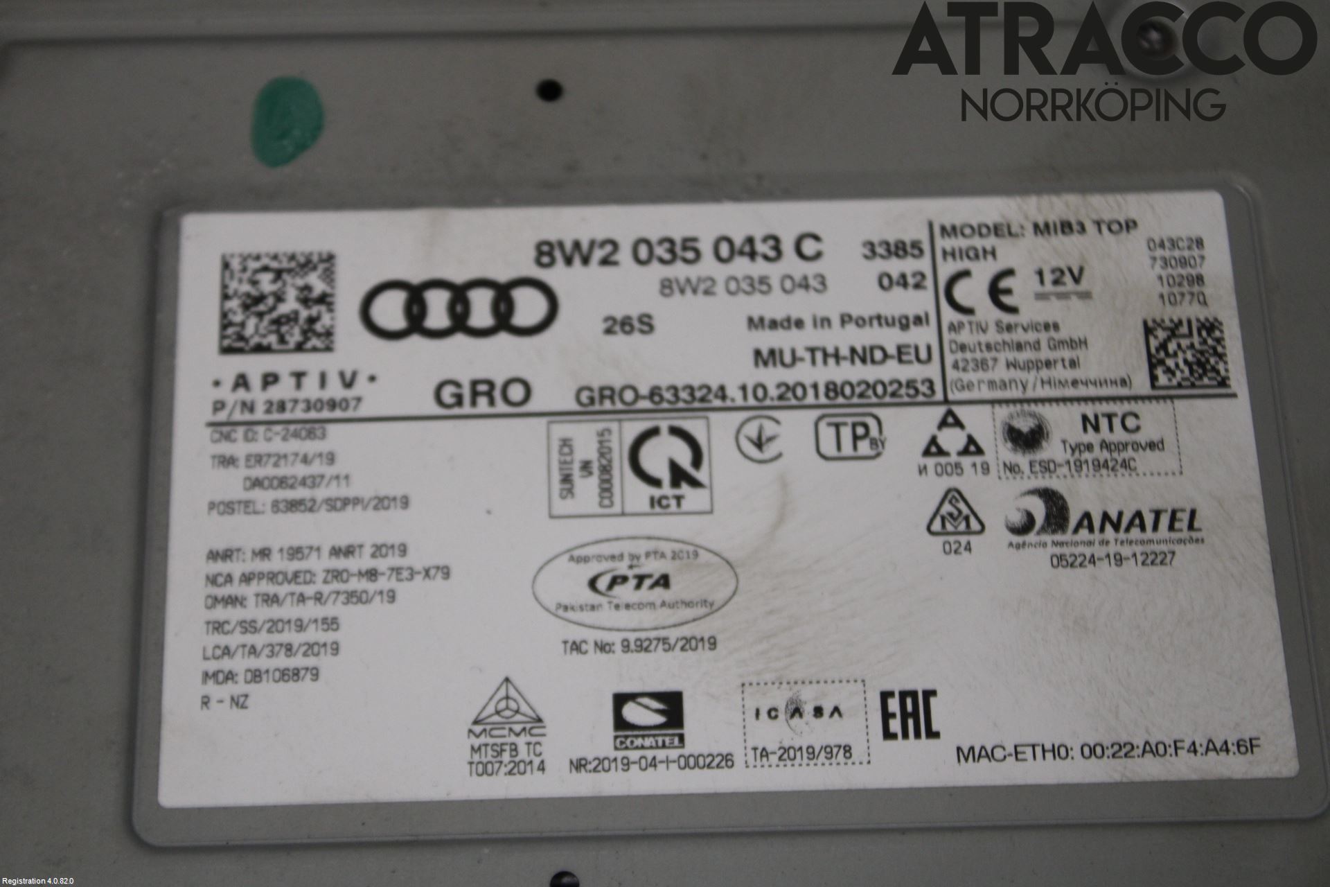 Audi A5 17- Stereo Radio Med Cd
