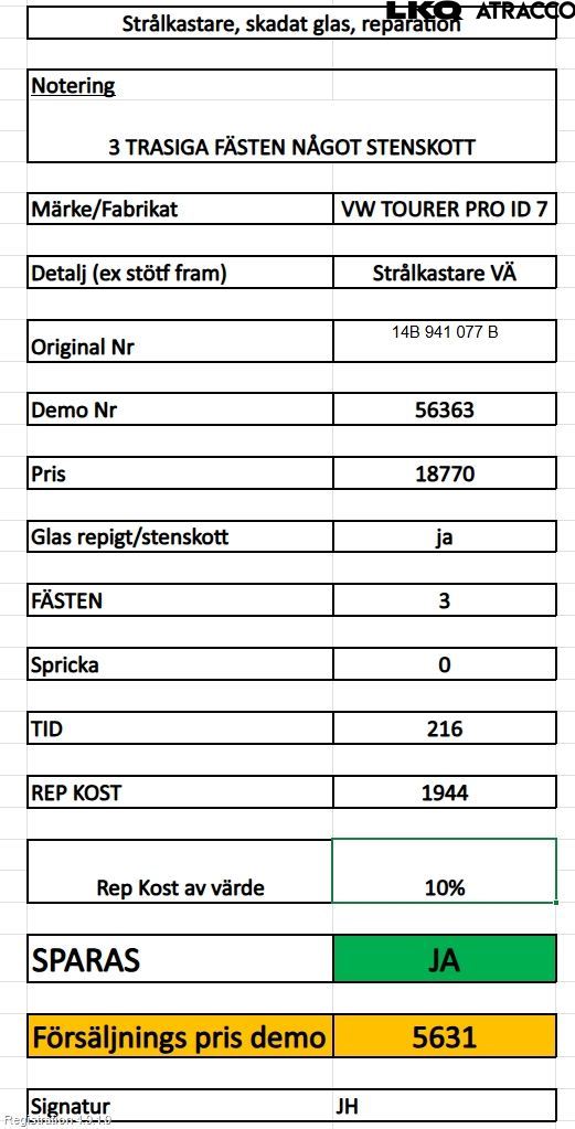 Volkswagen VW ID.7/TOURER 24- Frontlykt Venstre