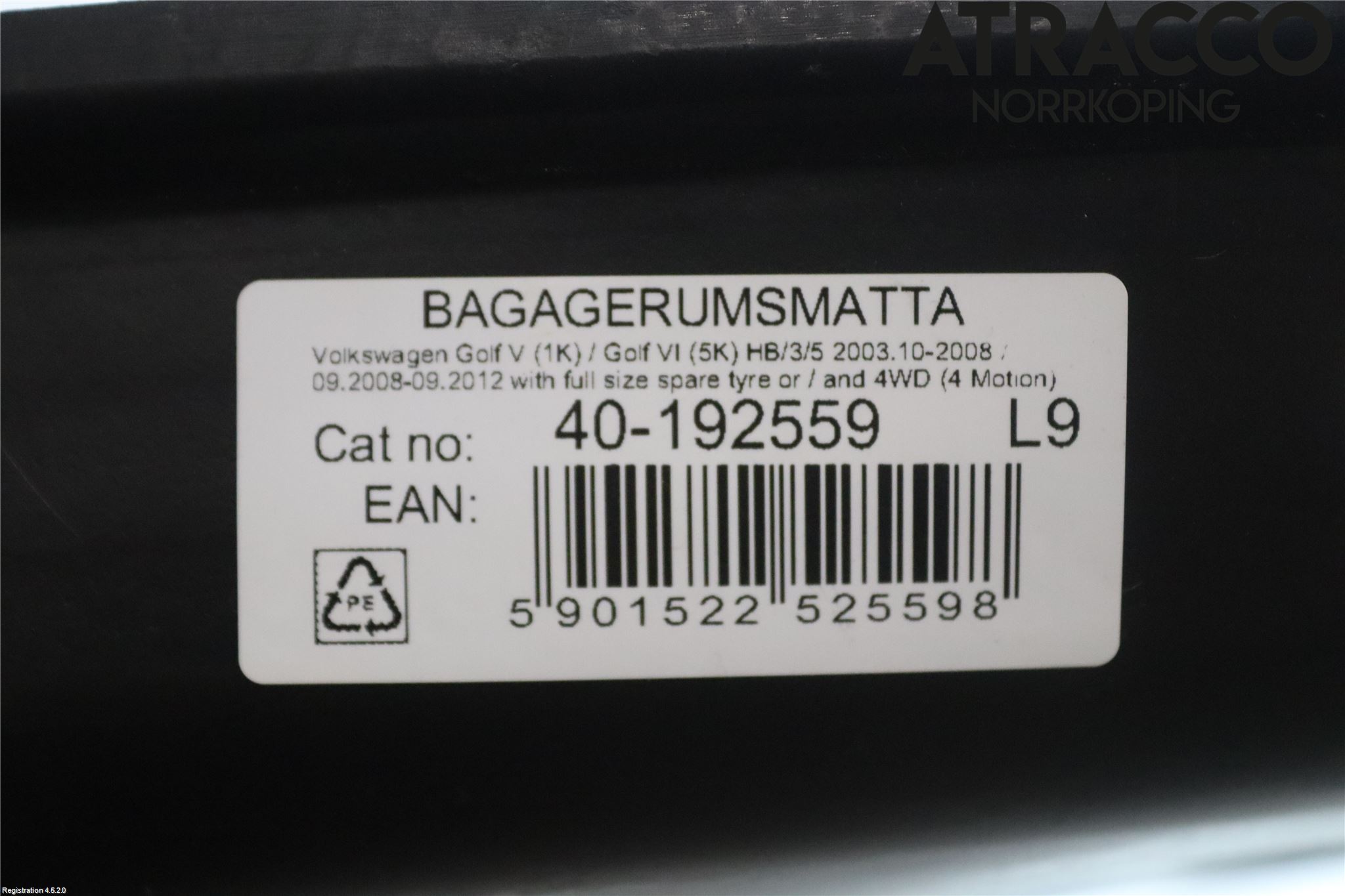 Volkswagen VW GOLF VI 09-13 Innr Matte Bagasjerom