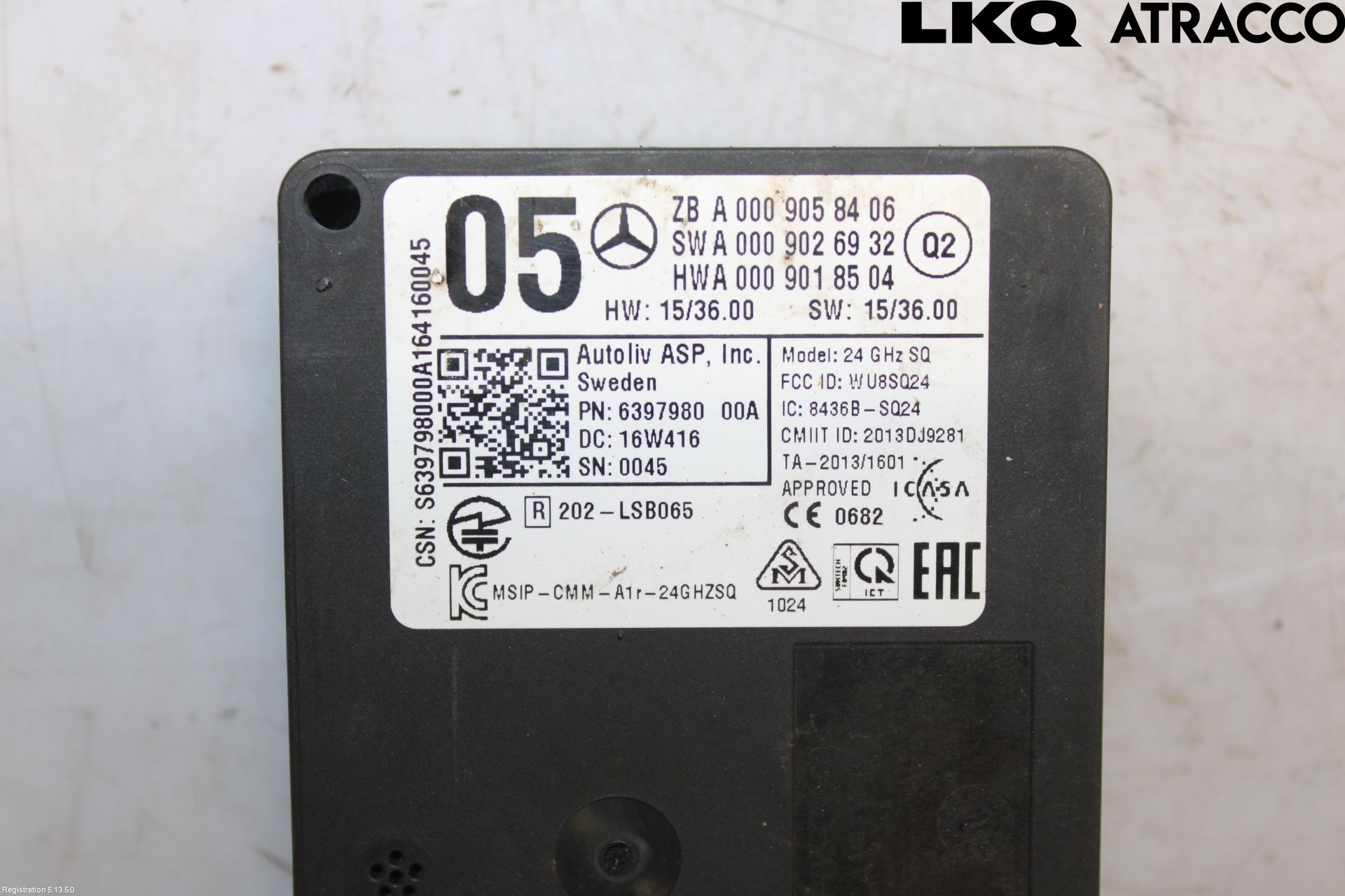 Mercedes-Benz MB B-KLASS (W246/W242) 12-19 Sensor Kollisjonsbeskyttelse