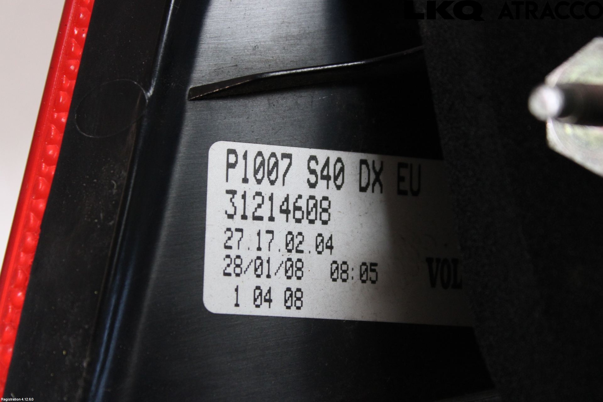 Volvo S40 08-12 Baklykt Høyre