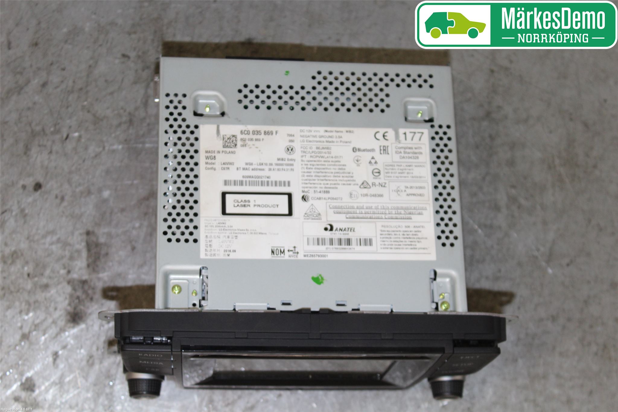 Volkswagen VW POLO 10-17 Stereo Radio Med Cd