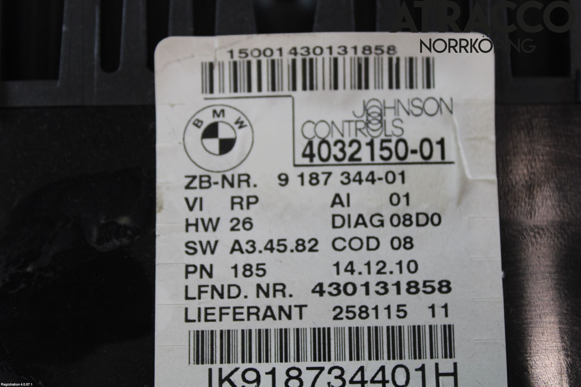 BMW 3 E90/91 SED/TOU 05-12 Instr Kombinert