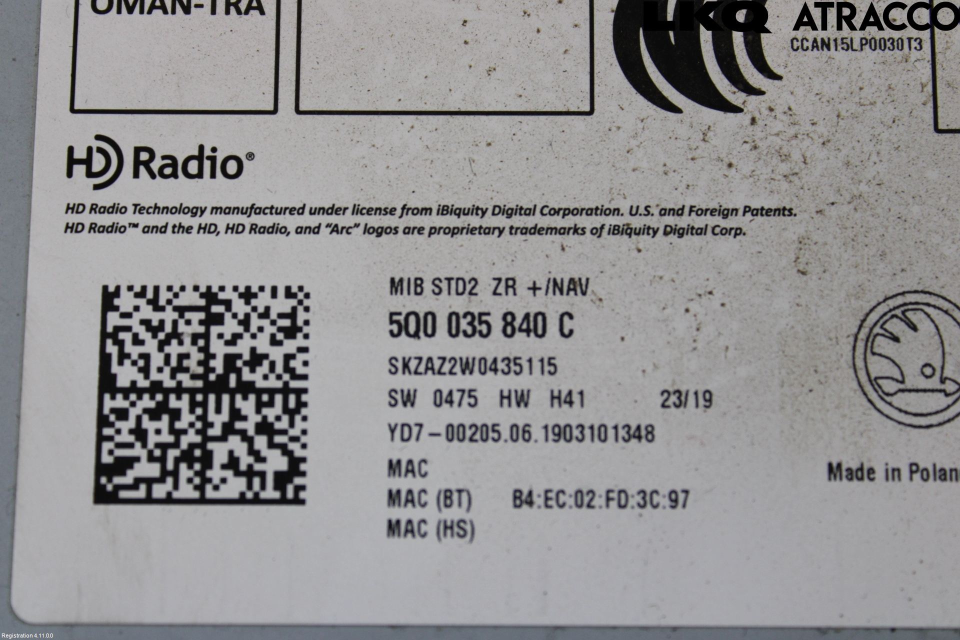 Skoda KODIAQ 17-24 Stereo Radio Med Cd