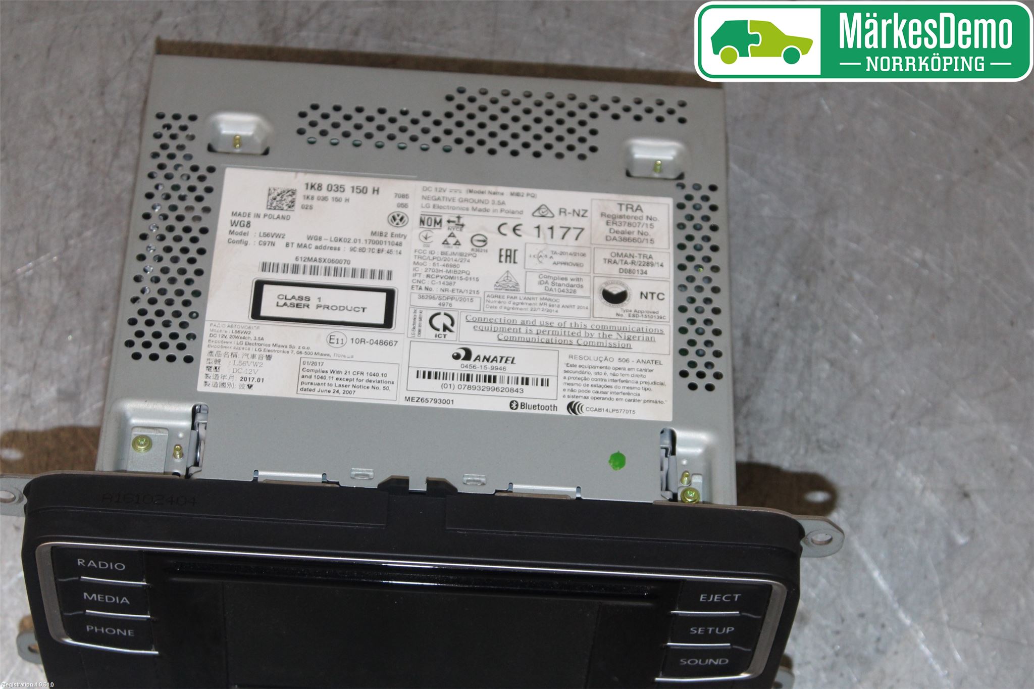 Volkswagen VW CADDY 16-20 Stereo Radio Med Cd