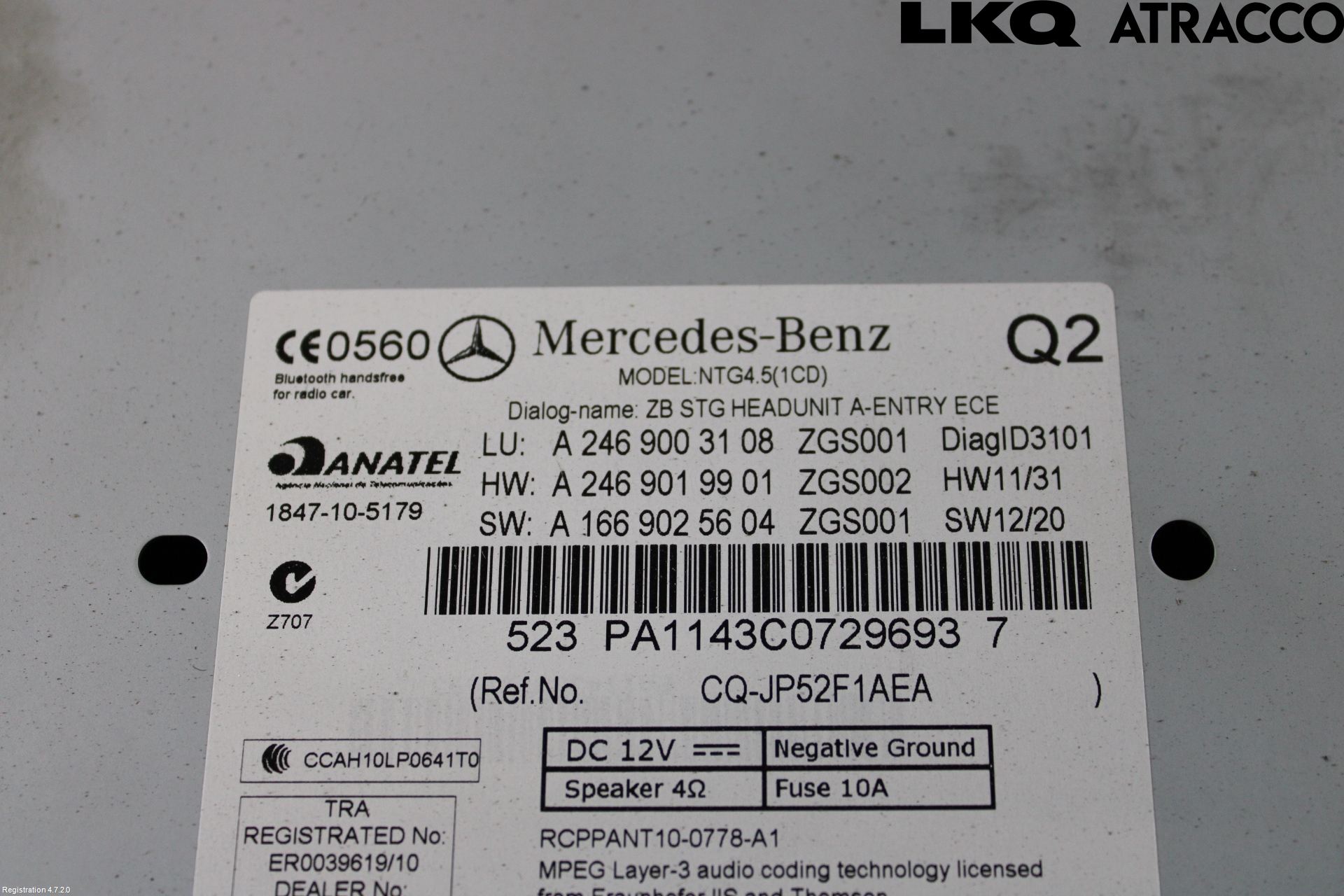 Mercedes-Benz MB B-KLASS (W246/W242) 12-19 Stereo Radio Med Cd