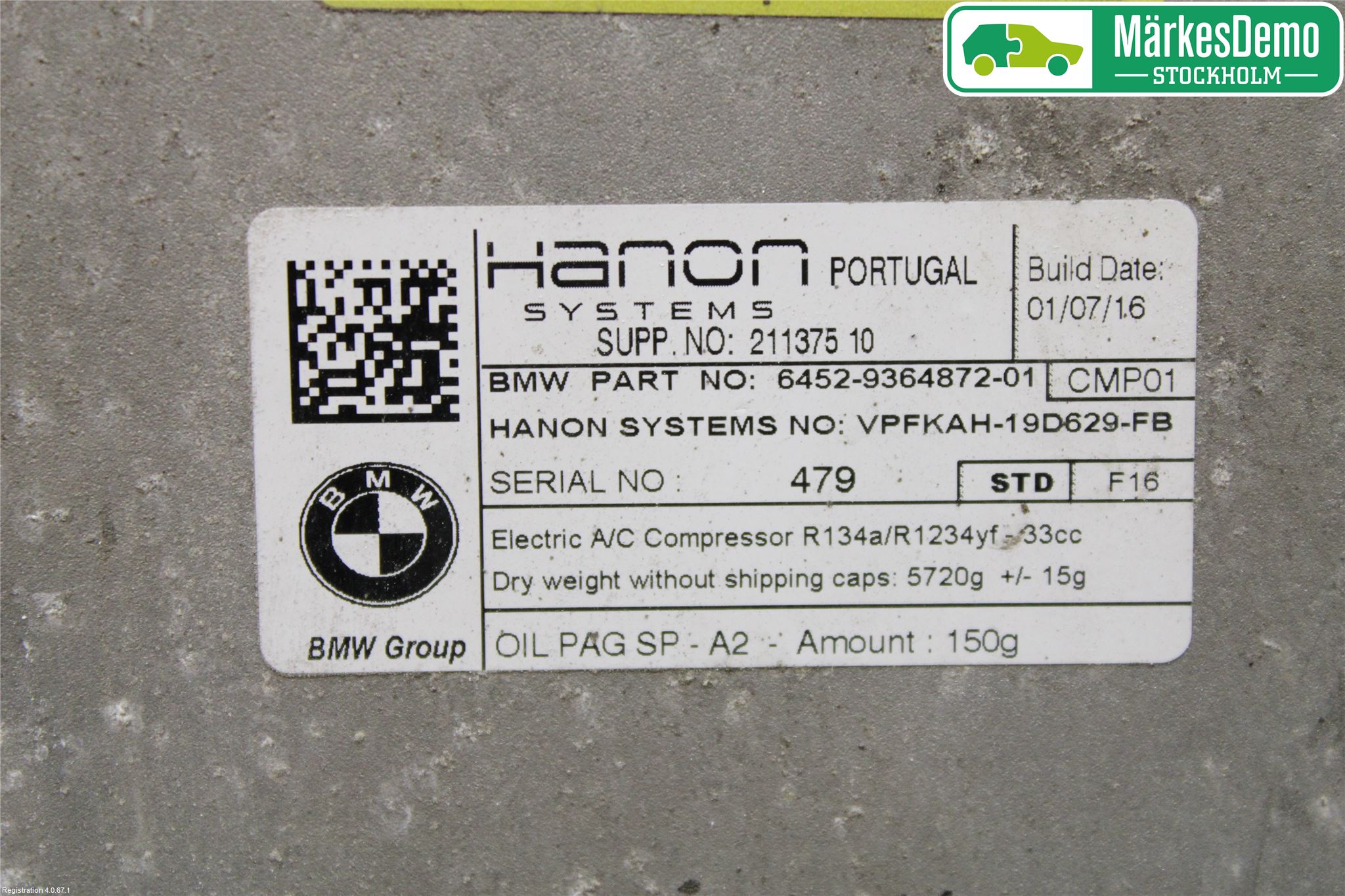 BMW X5 F15 13-18 Varme Ac Kompressor