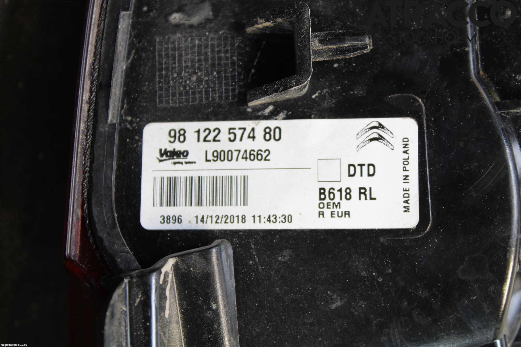 Citroen COTROEN C3 17-24 Baklykt Høyre