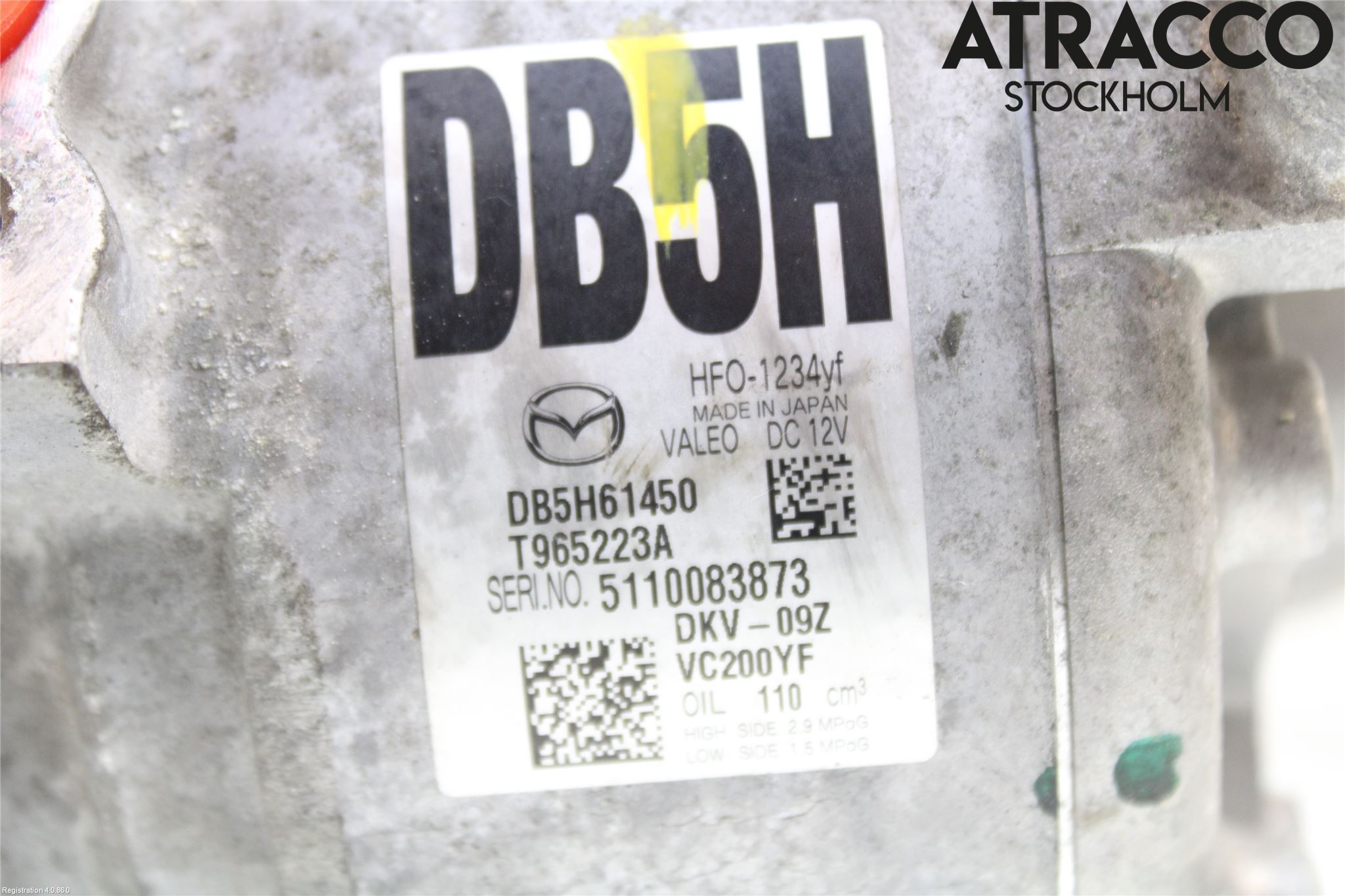 Mazda 2 (DJ) 15-22 Varme Ac Kompressor