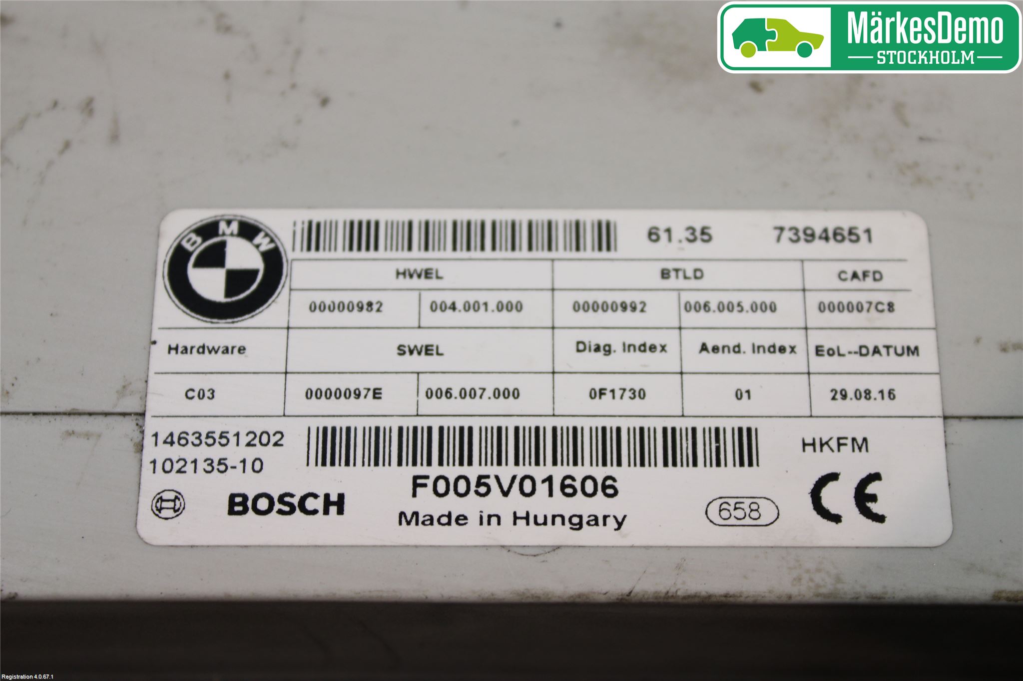 BMW 5 F10/F11/F18 09-17 Styreenhet Øvrig