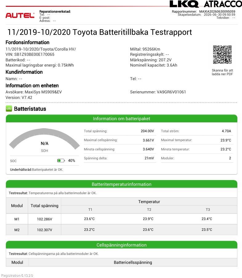 Toyota COROLLA 19- Hybrid Batteri