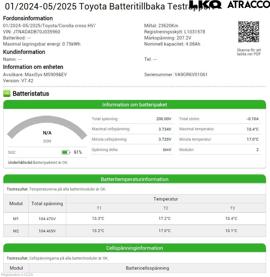 Toyota COROLLA CROSS XG10 22- Hybrid Batteri