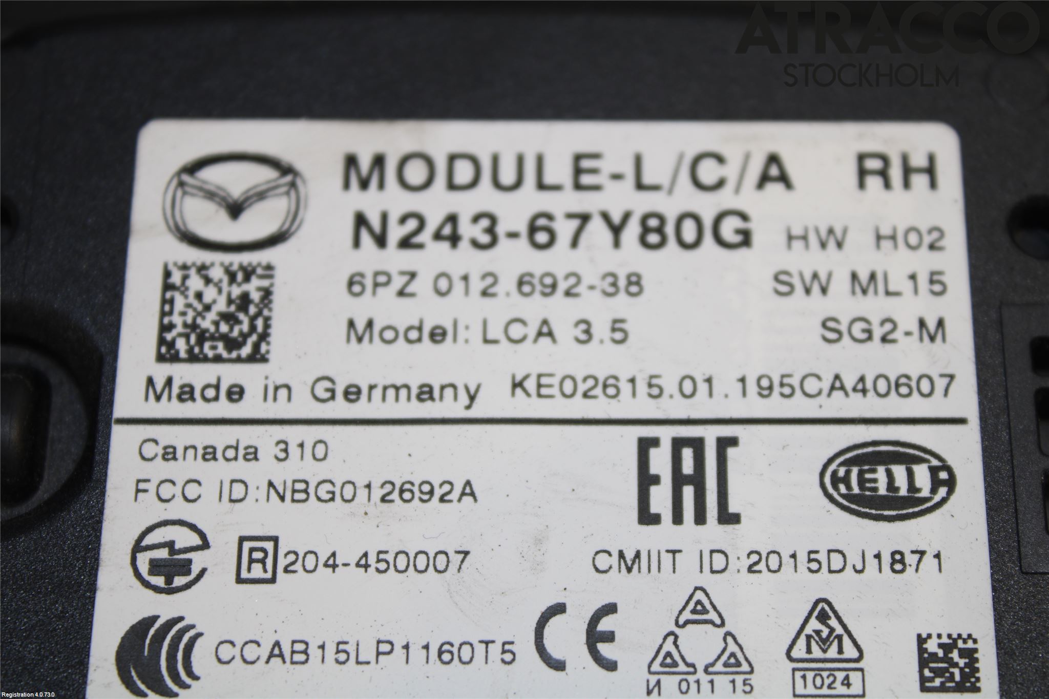 Mazda MX-5 IV (ND/ND2/ND3) MIATA 15- Sensor Kollisjonsbeskyttelse