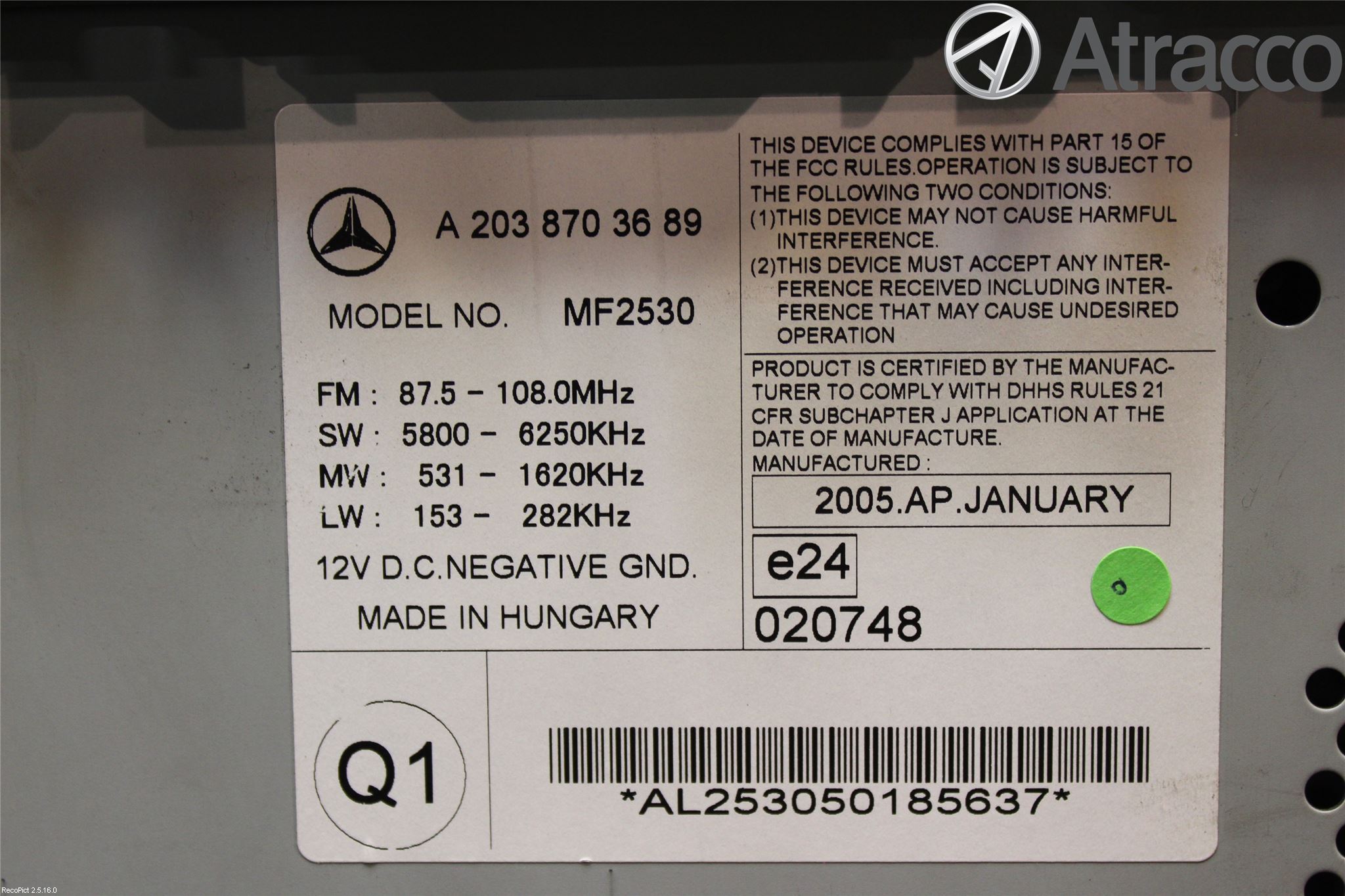 Mercedes-Benz MB C (203) 00-07 Stereo Radio Med Cd