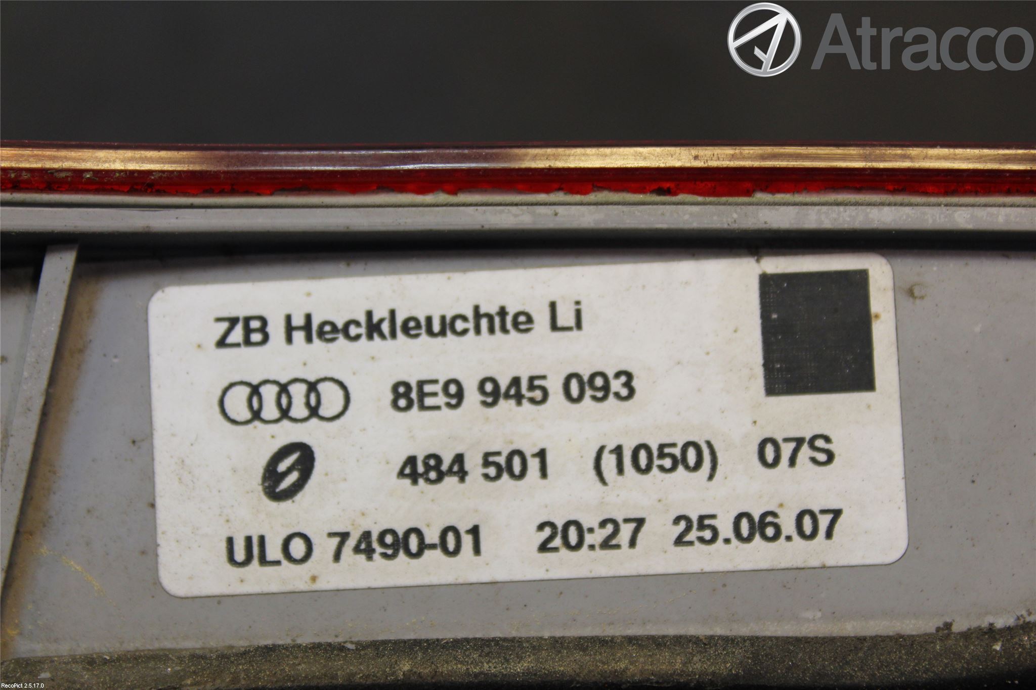 Audi A4/S4 05-07 Baklykt Venstre  På Luke(Indre