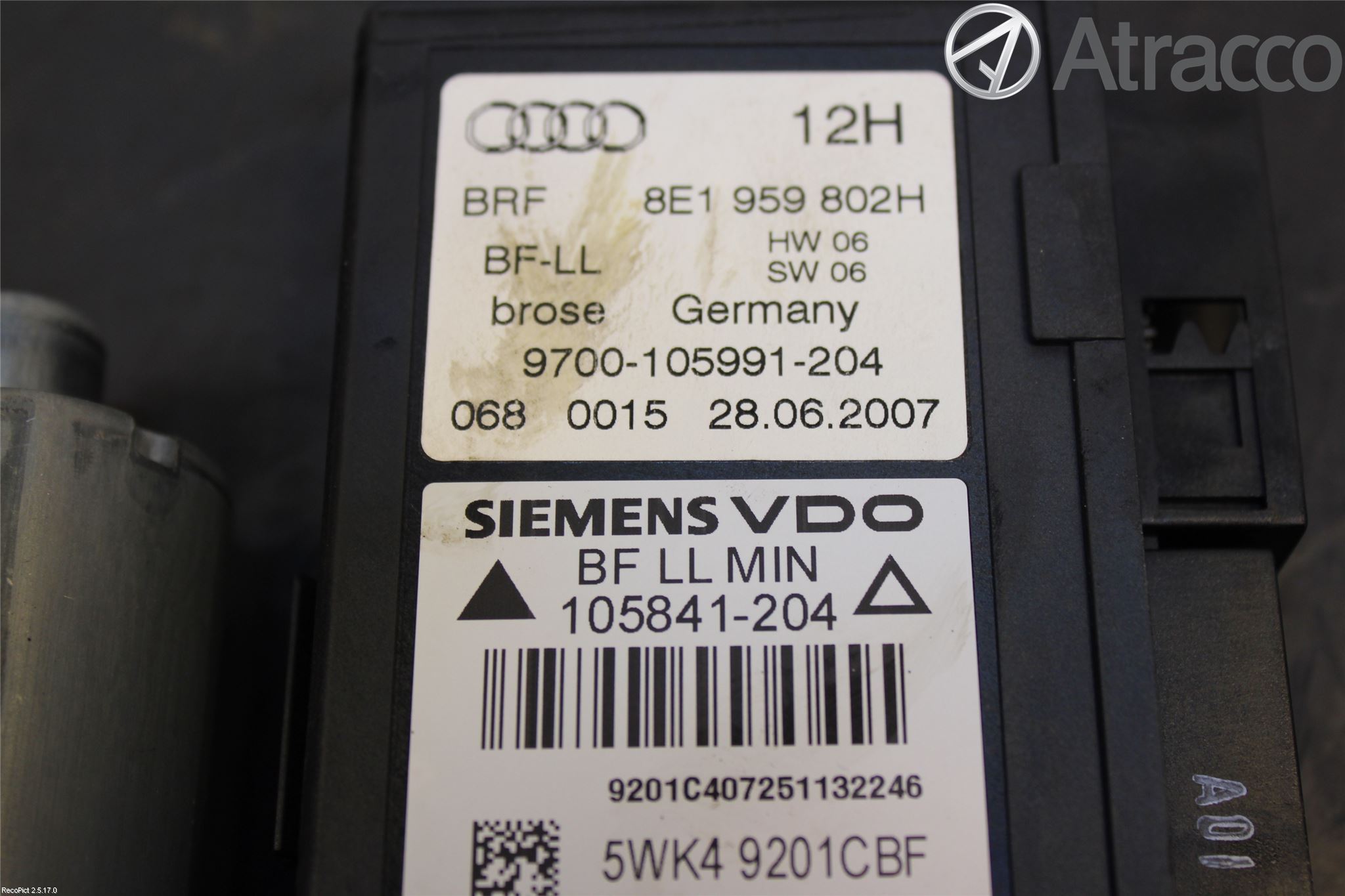 Audi A4/S4 05-07 Vindusheismotor