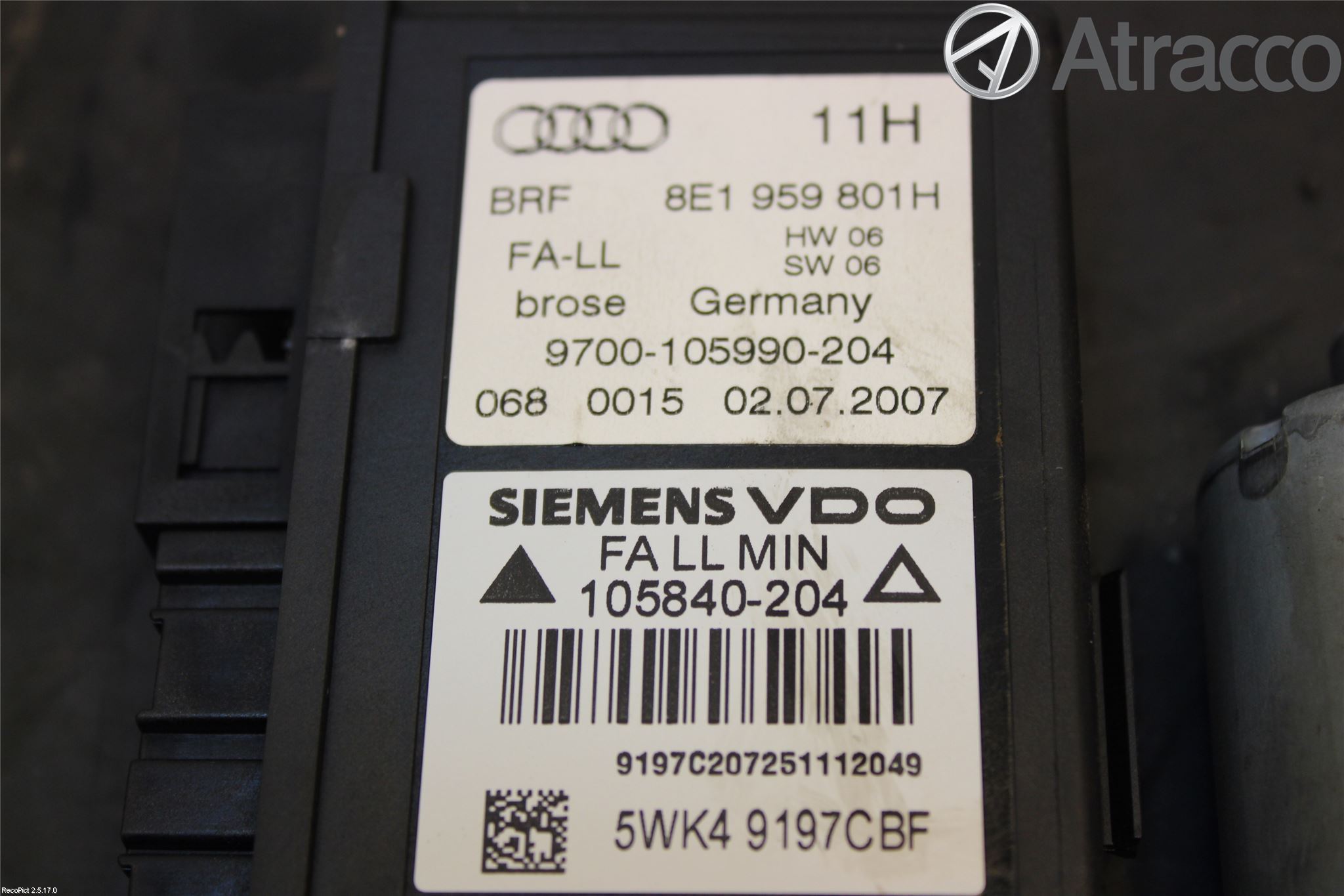 Audi A4/S4 05-07 Vindusheismotor