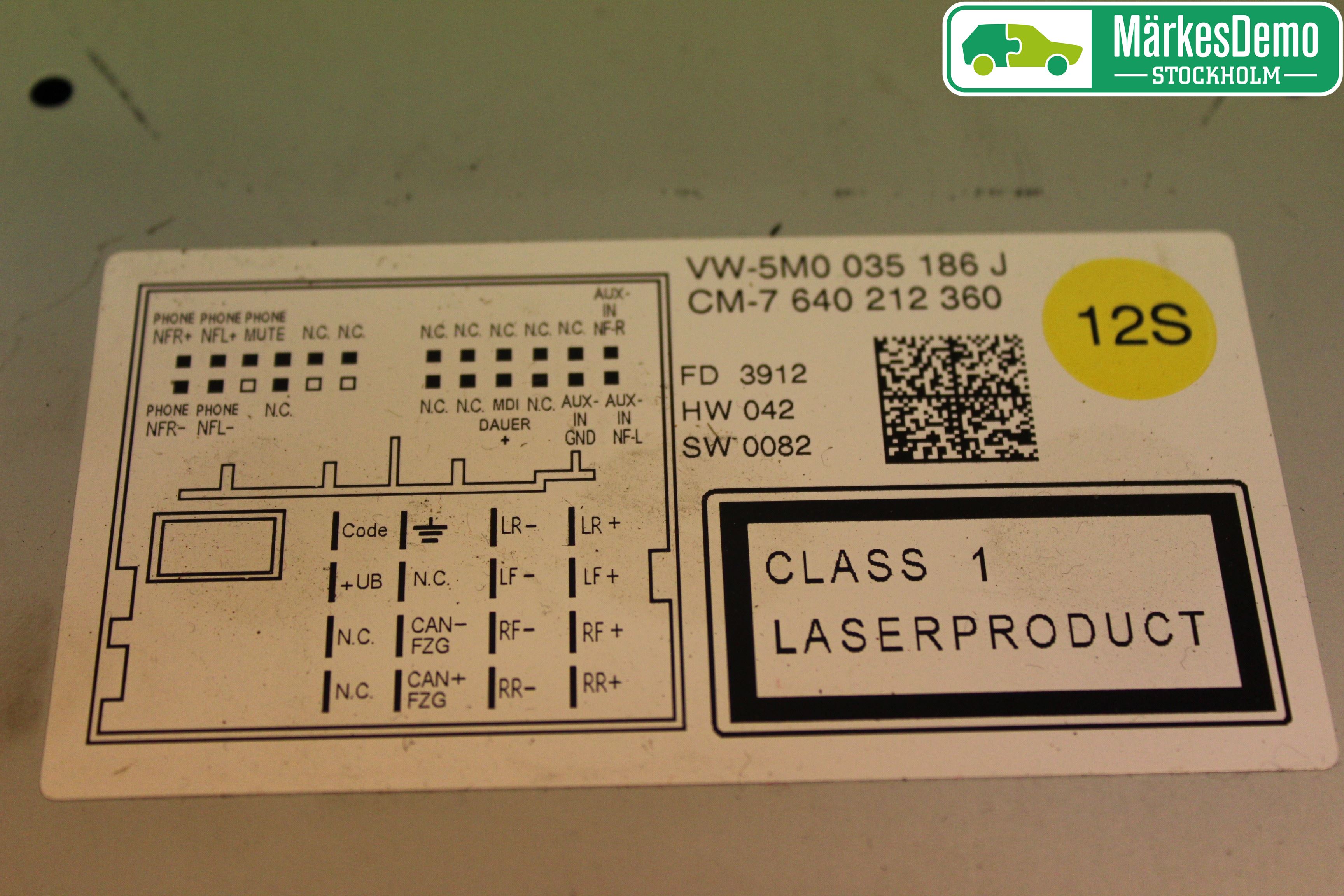Volkswagen VW POLO 10-17 Stereo Radio Med Cd