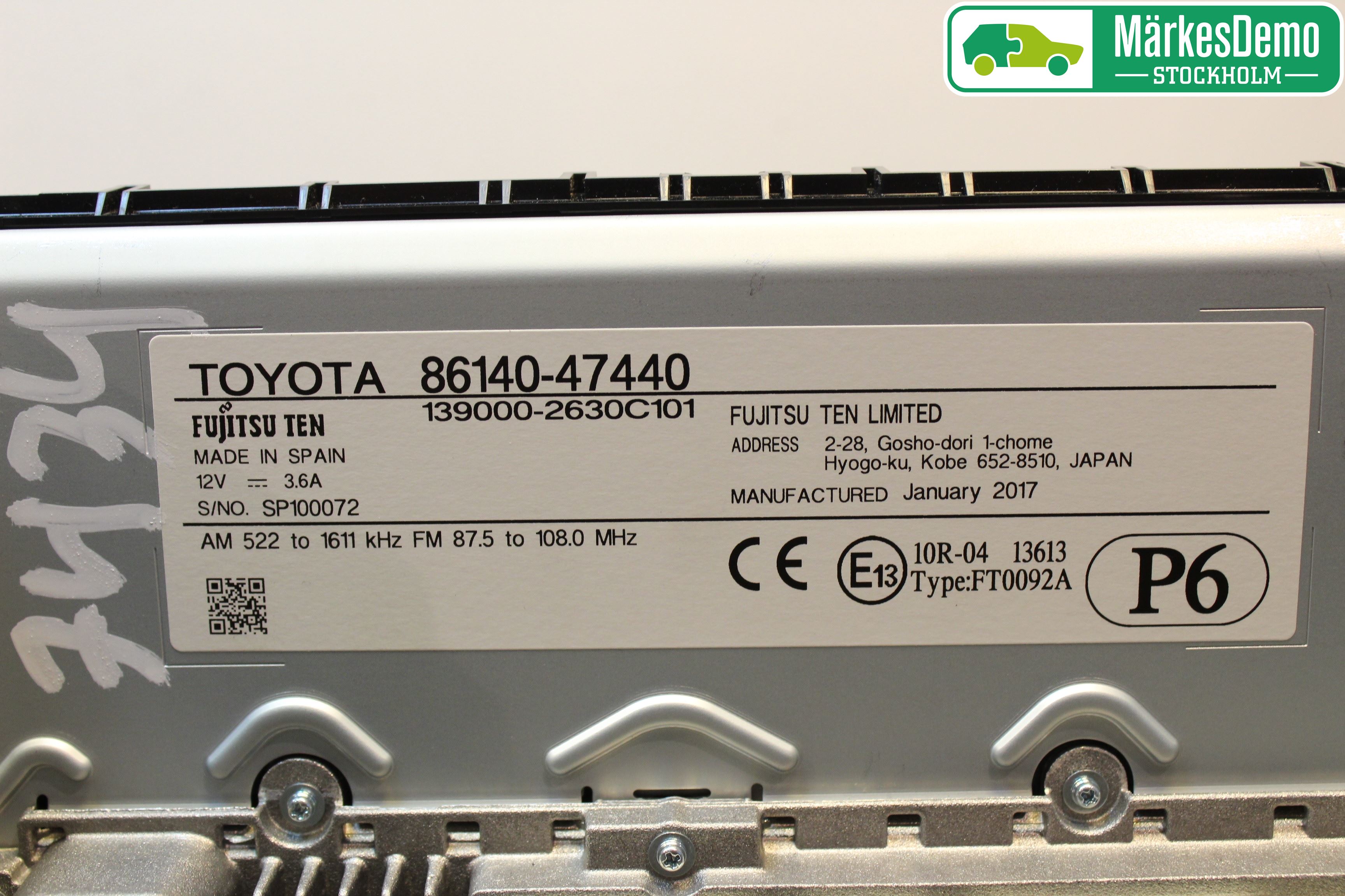 Toyota PRIUS (ZVW50) 16-21 Stereo Radio Med Cd