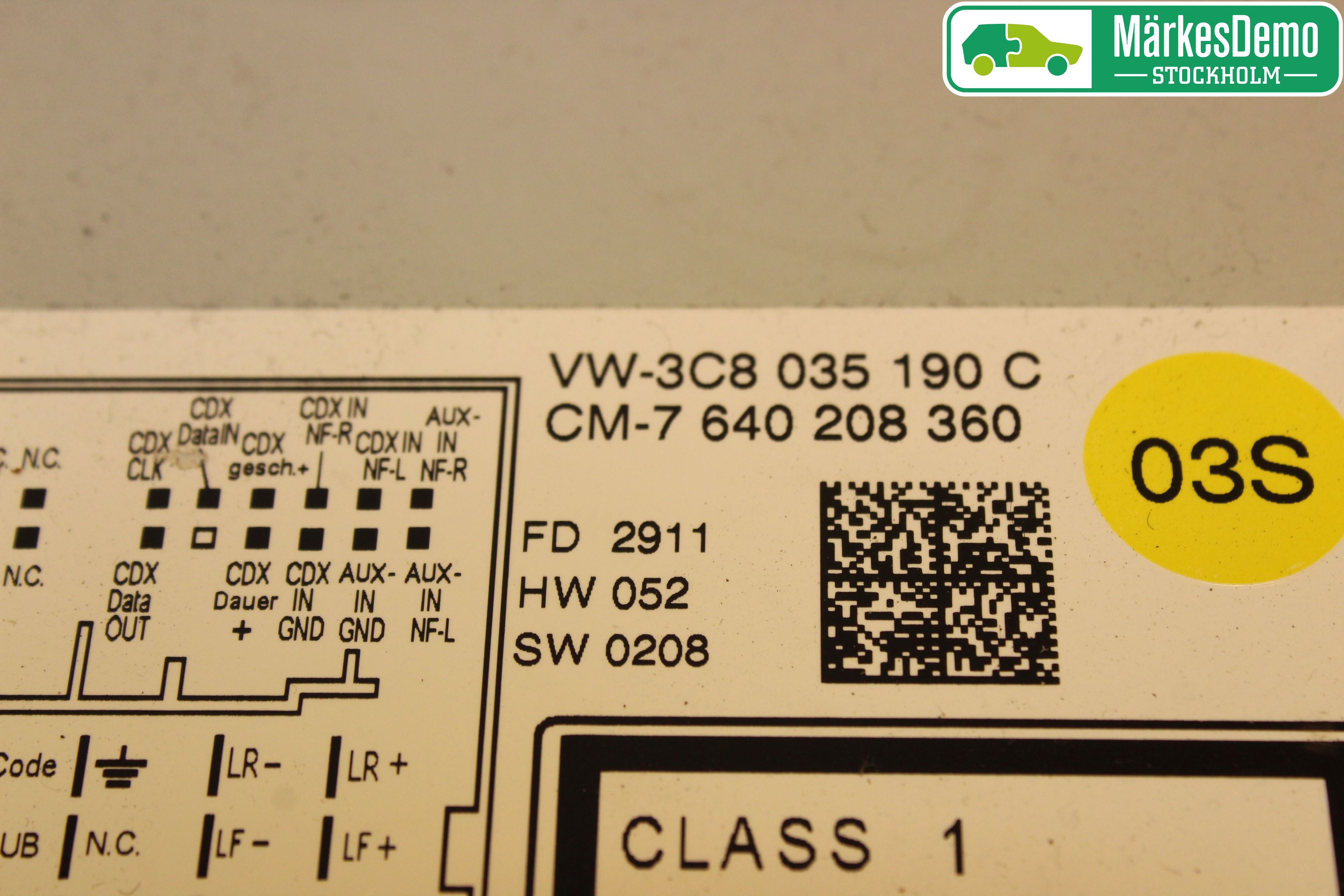 Volkswagen VW PASSAT 11-14 Stereo Radio Med Cd