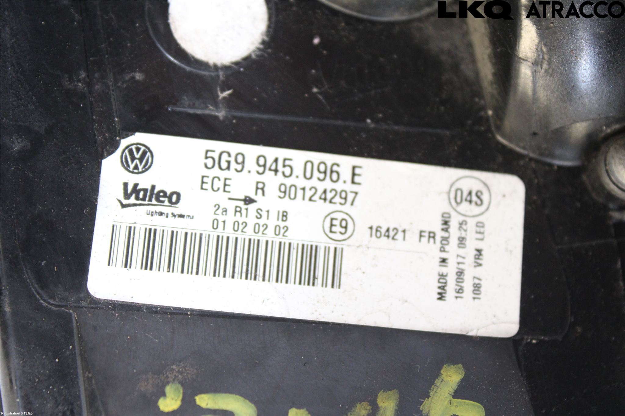 Volkswagen VW GOLF / E-GOLF VII 13-20 Baklykt Høyre