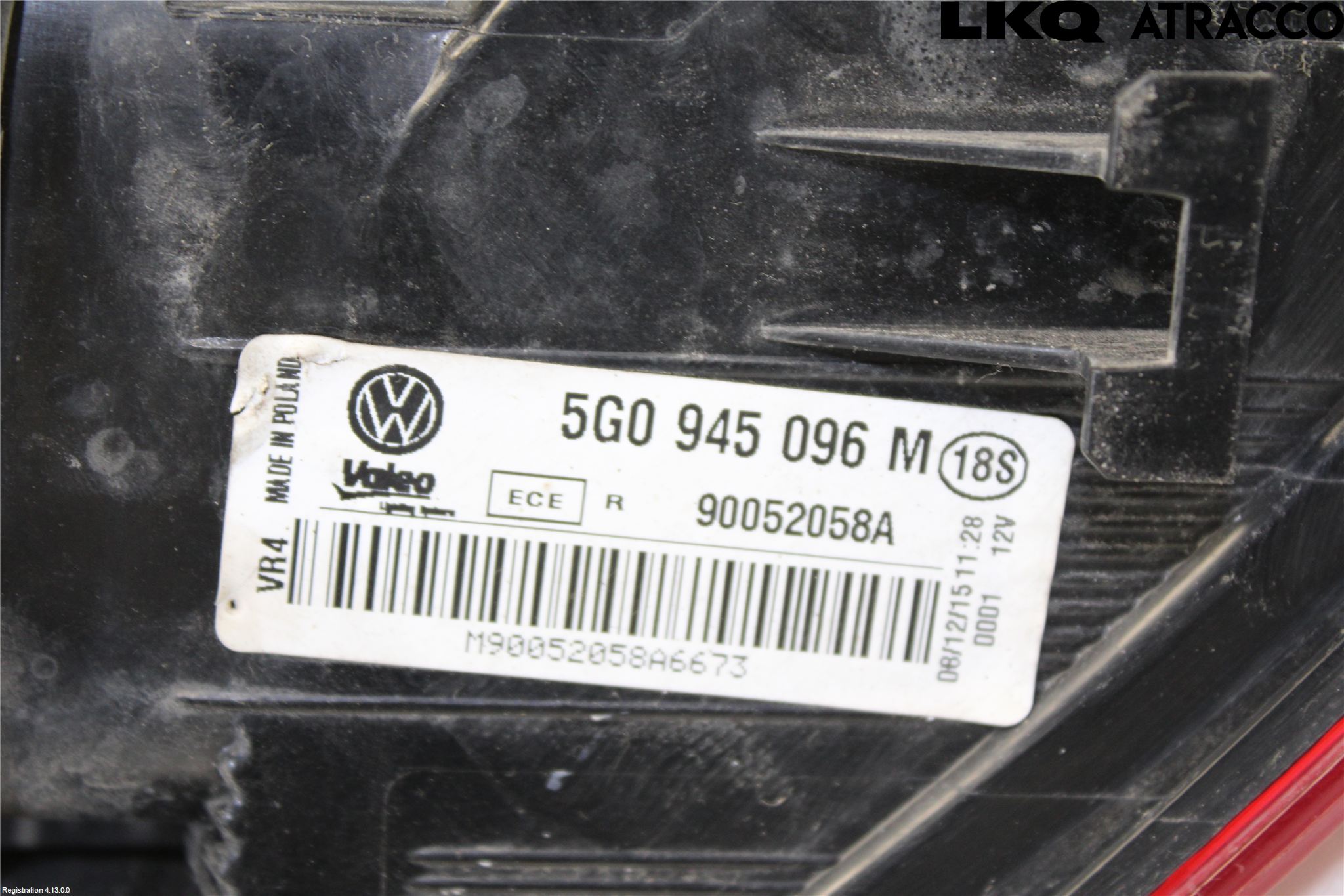 Volkswagen VW GOLF / E-GOLF VII 13-20 Baklykt Høyre