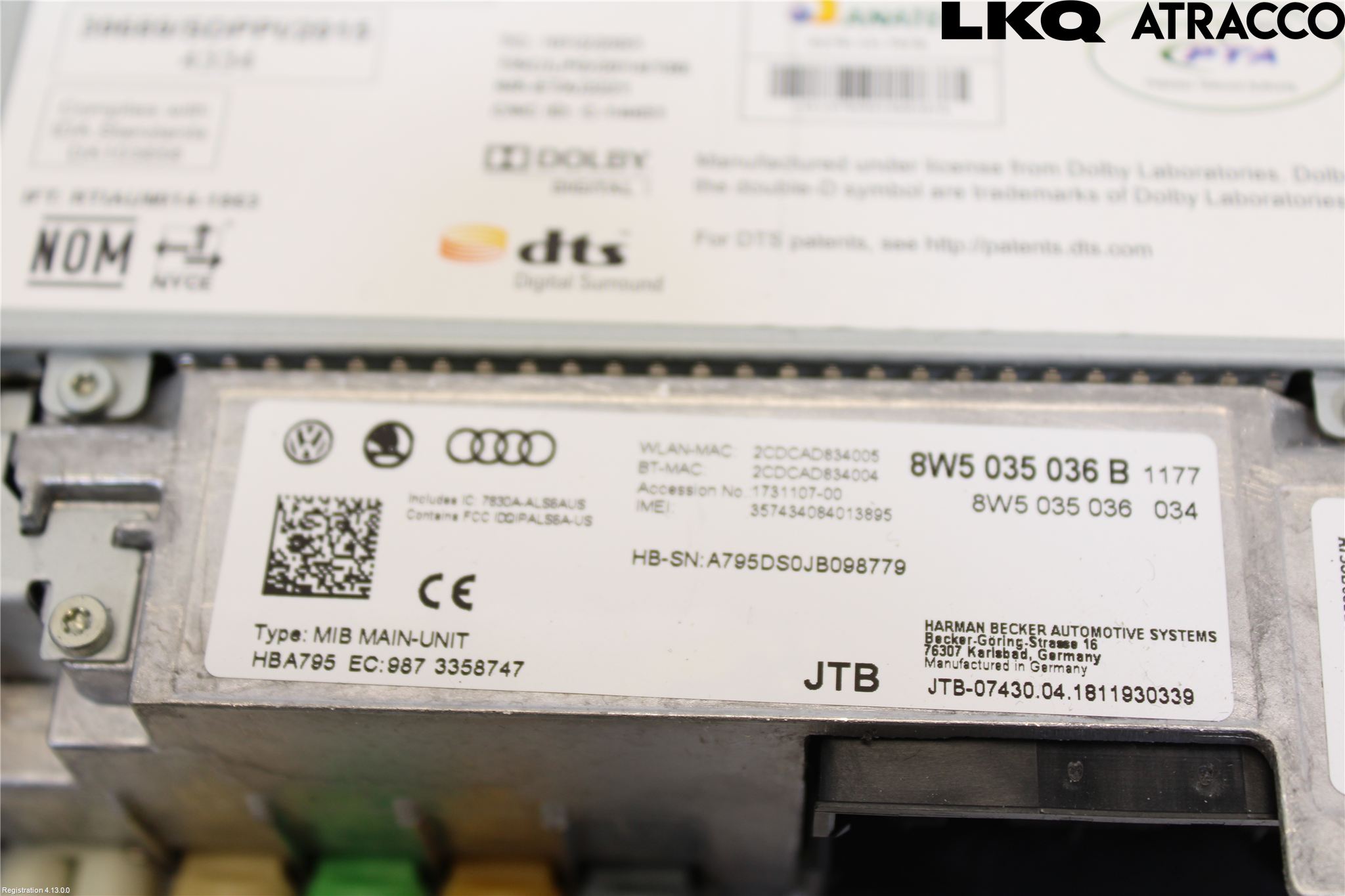 Audi A5 17- Stereo Radio Med Cd
