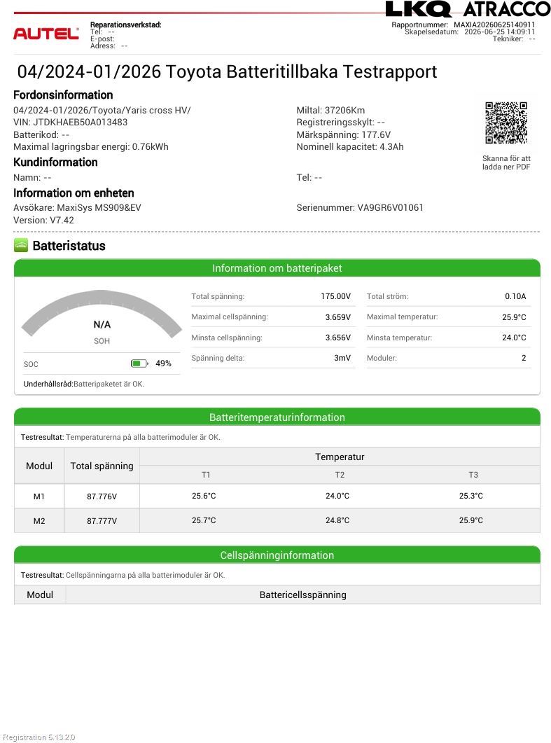 Toyota YARIS CROSS XP21 21- Hybrid Batteri