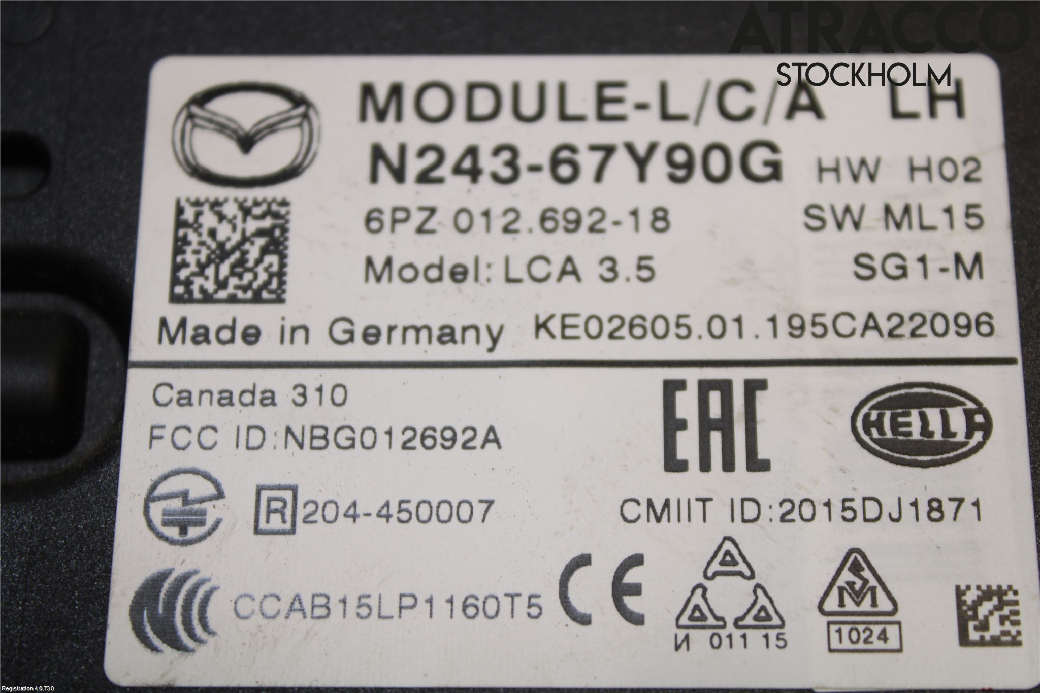 Mazda MX-5 IV (ND/ND2/ND3) MIATA 15- Sensor Kollisjonsbeskyttelse