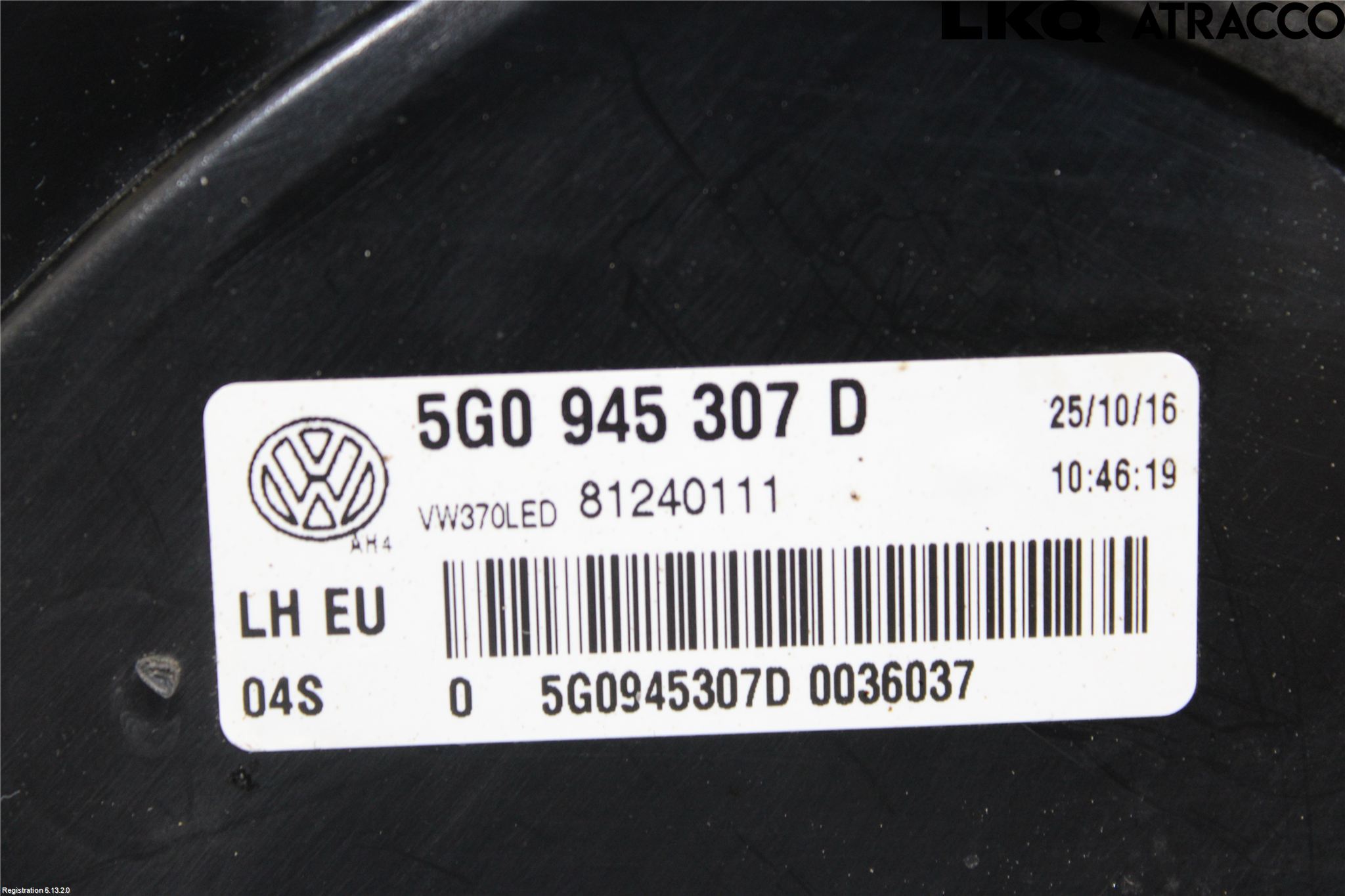 Volkswagen VW GOLF / E-GOLF VII 13-20 Baklykt Venstre  På Luke(Indre