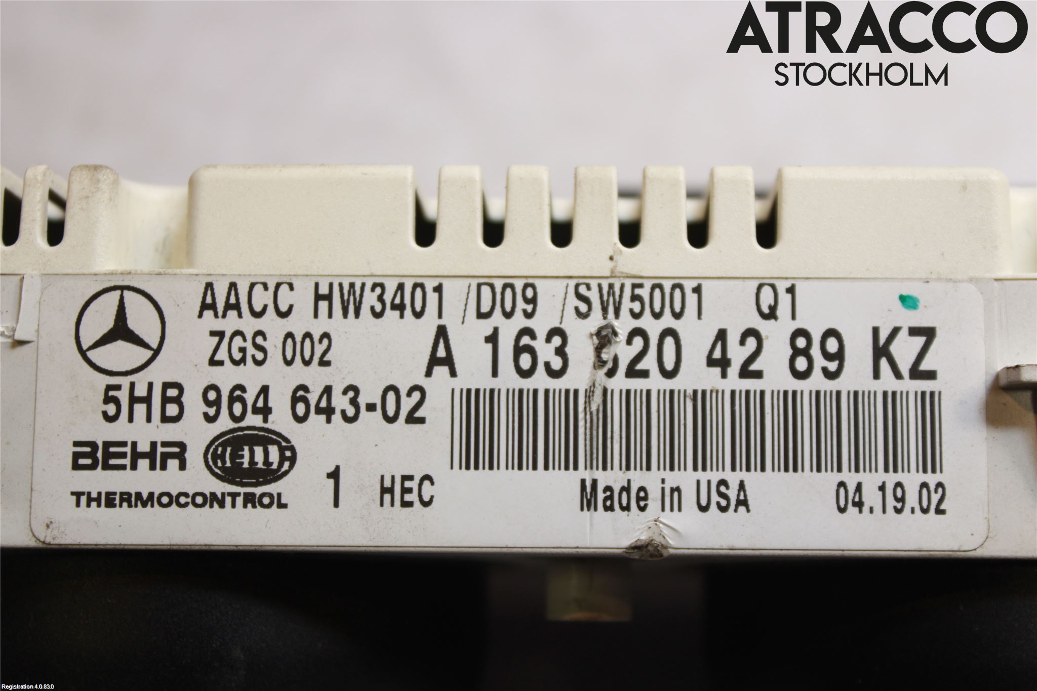 Mercedes-Benz MB ML (W163) 97-05 Varme Ac Betjening-Display