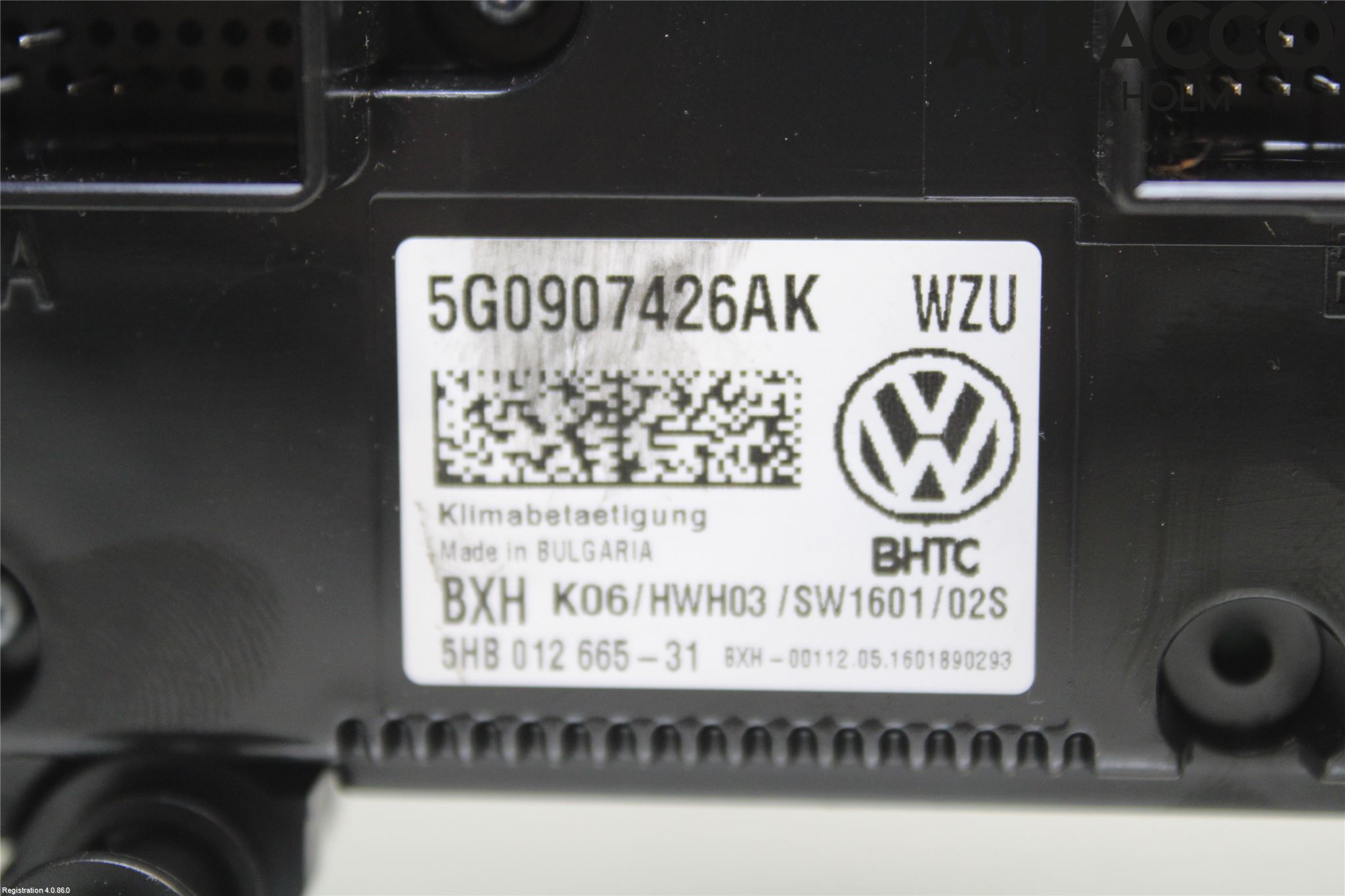 Volkswagen VW GOLF SPORTSVAN 15-20 Varme Ac Betjening-Display