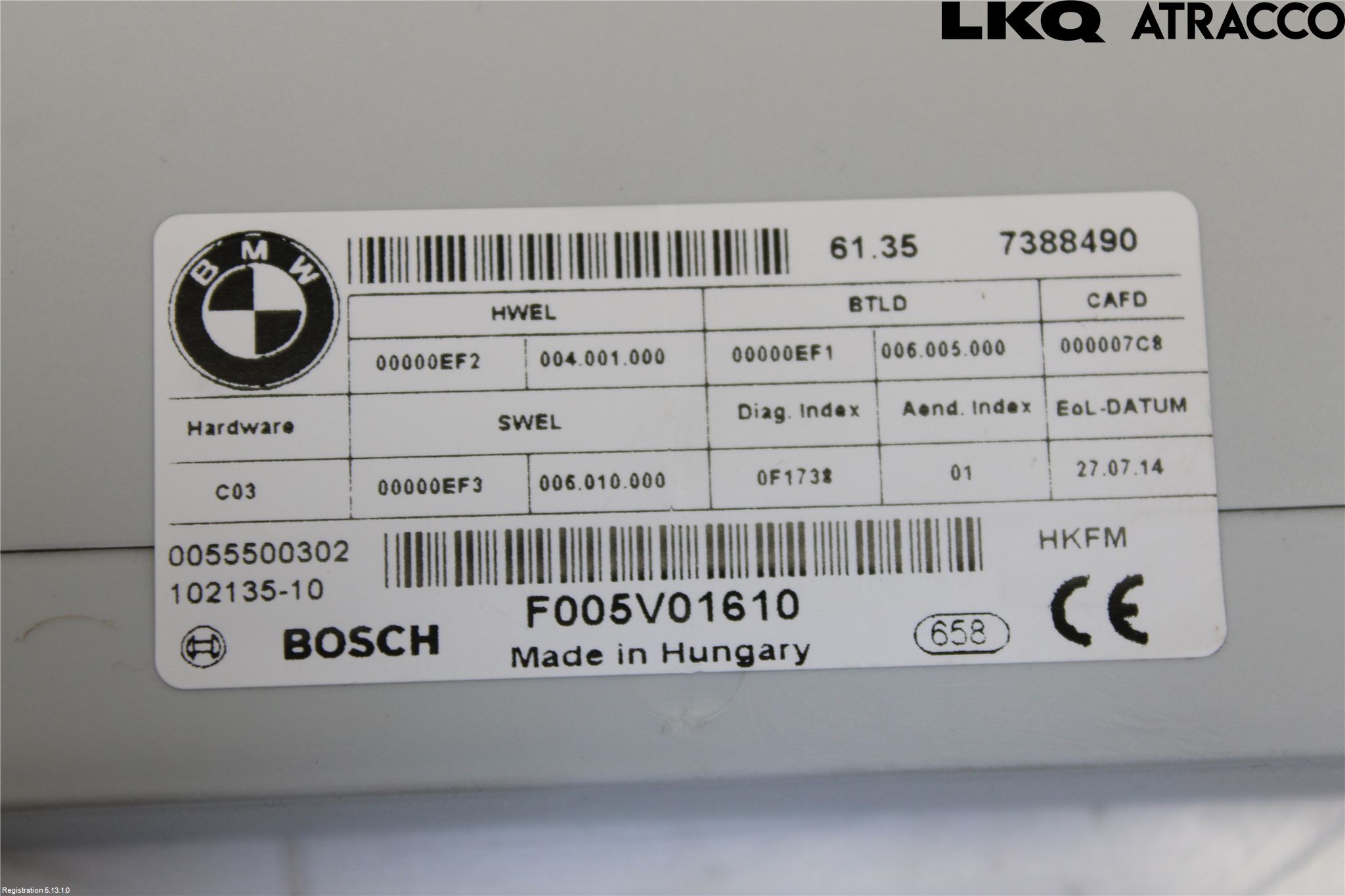 BMW 3 F30/F31/F80 12-19 Styreenhet Bakluke